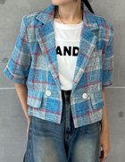 【リエディ/Re:EDIT】のチェック柄半袖ジャケット 人気、トレンドファッション・服の通販 founy(ファニー) ファッション Fashion レディースファッション Fashion for Women アウター Coat / Outerwear Collection レディースジャケット・軽アウター Jackets クラシカル Classical, Vintage-Inspired ジャケット Jacket, Outerwear スクエア Square, Square Shape スタイリッシュ Stylish, Fashionable スリーブ Sleeve, Long Sleeve / Short Sleeve チェック Check, Plaid, Tartan トレンド Trend, Trending Now ハーフ Half, Half-Length バランス Balance, Style Balance パターン Pattern, Design Print 半袖 Short Sleeve, Half Sleeve thumbnail ブルー|ID: prp329100004545633 ipo3291000000032735180