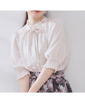 【クチュール ブローチ/Couture Brooch】の【5分袖・通勤】リボンタイ付きピコフリル5分袖ブラウス 人気、トレンドファッション・服の通販 founy(ファニー) ファッション Fashion レディースファッション WOMEN トップス・カットソー Tops/Tshirt シャツ/ブラウス Shirts/Blouses おすすめ Recommend シャーリング Shirring ジョーゼット Georgette フリル Frills フロント Front リボン Ribbon 夏 Summer ビジネス 仕事 通勤 Business |ID:prp329100004545661