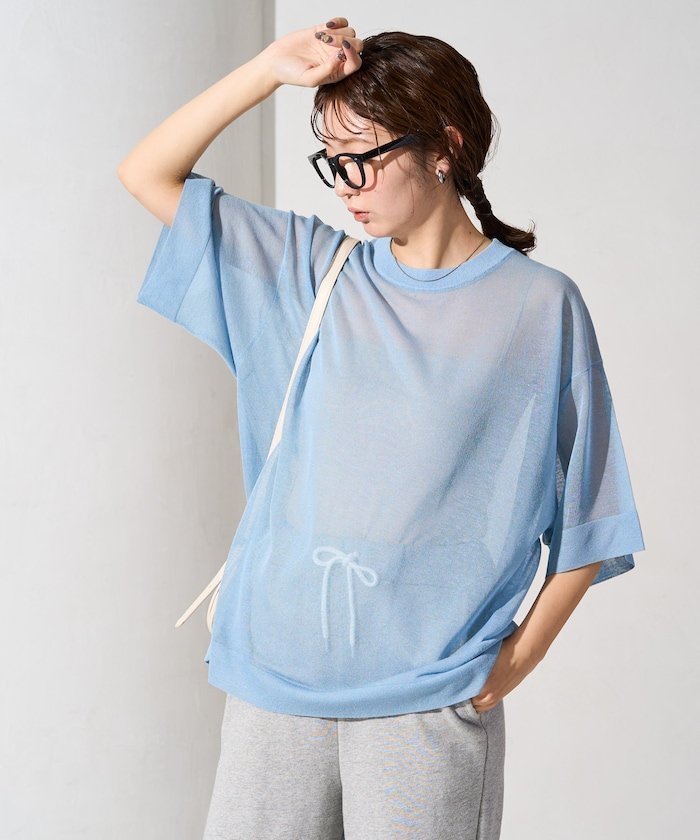 【フリークスストア/FREAK'S STORE】のハンド ウォッシャブル リネン ミックス シアー 半袖 TEE(ニット)【限定展開】 25SS インテリア・キッズ・メンズ・レディースファッション・服の通販 founy(ファニー) 　ファッション　Fashion　レディースファッション　WOMEN　トップス・カットソー　Tops/Tshirt　ニット　Knit Tops　イエロー　Yellow　インナー　Inner　ウォッシャブル　Washable　サマー　Summer　シアー　Sheer　ハンド　Hand　ビッグ　Big　ビビッド　Vivid　プリント　Print　半袖　Short Sleeve　ミックス　Mix　リネン　Linen　ワイド　Wide　S/S・春夏　Ss・Spring/Summer　おすすめ　Recommend　夏　Summer　エレガント 上品　Elegant　2025年　2025　2025春夏・S/S　Ss,Spring/Summer,2025　サックスブルー|ID: prp329100004545723 ipo3291000000032361580