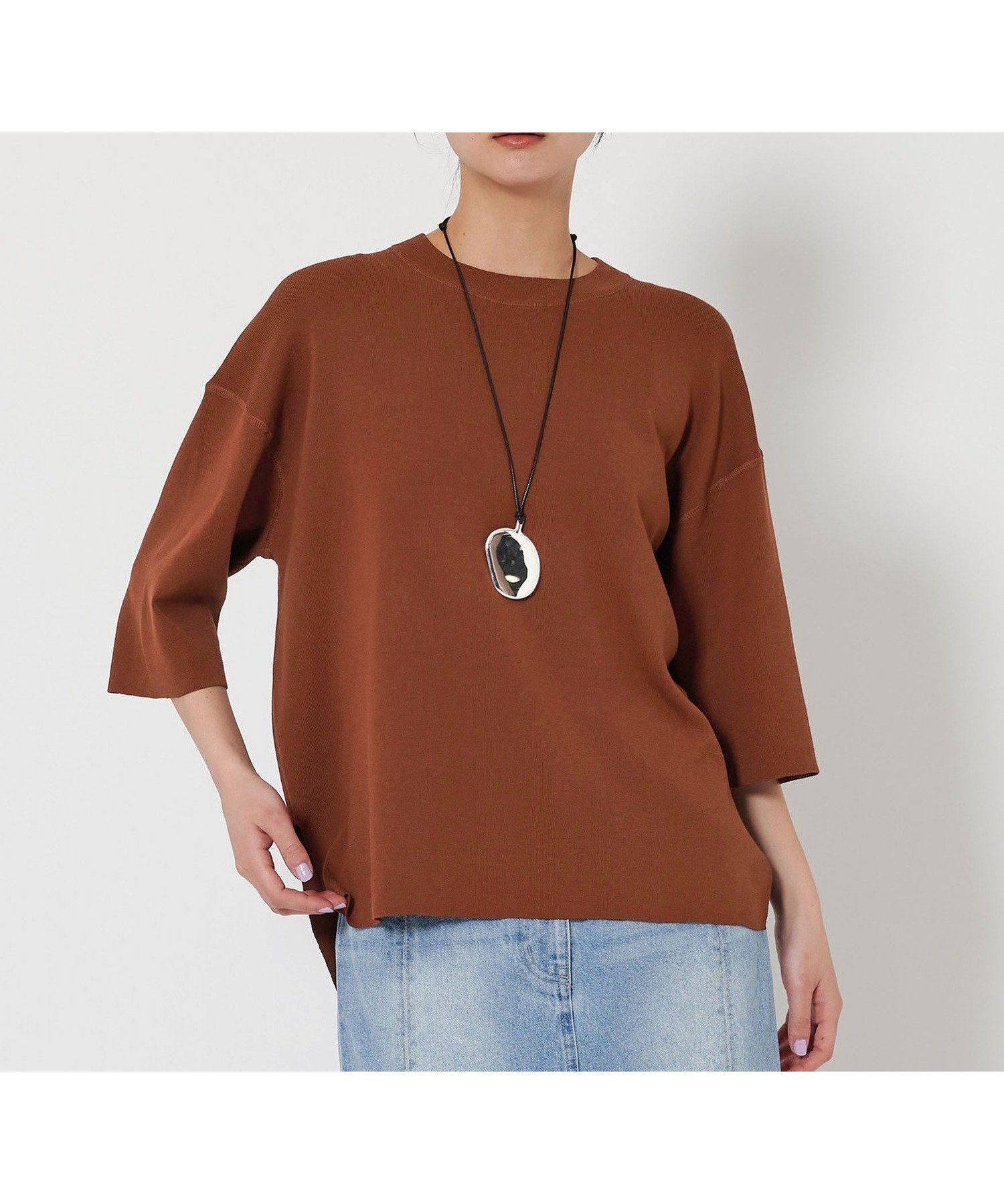 【ビューティ&ユース ユナイテッドアローズ/BEAUTY&YOUTH / UNITED ARROWS】のハーフスリーブ ニットプルオーバー -ウォッシャブル- インテリア・キッズ・メンズ・レディースファッション・服の通販 founy(ファニー) 　ファッション　Fashion　レディースファッション　WOMEN　トップス・カットソー　Tops/Tshirt　ニット　Knit Tops　プルオーバー　Pullover　おすすめ　Recommend　アクセサリー　Accessories　ウォッシャブル　Washable　サマー　Summer　ショルダー　Shoulder　スリット　Slit　スリーブ　Sleeve　セットアップ　Set Up　ドロップ　Drop　ハーフ　Half　ビジュー　Bijou　フラット　Flat　メタリック　Metallic　ラウンド　Round　リュクス　Luxe　エレガント 上品　Elegant　洗える　Washable　DK.BROWN|ID: prp329100004545748 ipo3291000000032320920