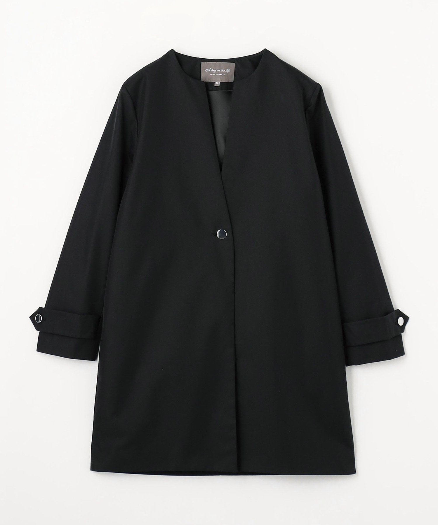 【その他のブランド/Other】のキーネック メタルボタンコート A DAY IN THE LIFE インテリア・キッズ・メンズ・レディースファッション・服の通販 founy(ファニー) 　ファッション　Fashion　レディースファッション　Ladies' Fashion Online　アウター　Coat Outerwear　コート　Coats　ミドル　Middle　メタル　Metal　ロング　Long　ワイド　Wide　春　Spring　ビジネス 仕事 通勤　Business　BLACK|ID: prp329100004545761 ipo3291000000032692418