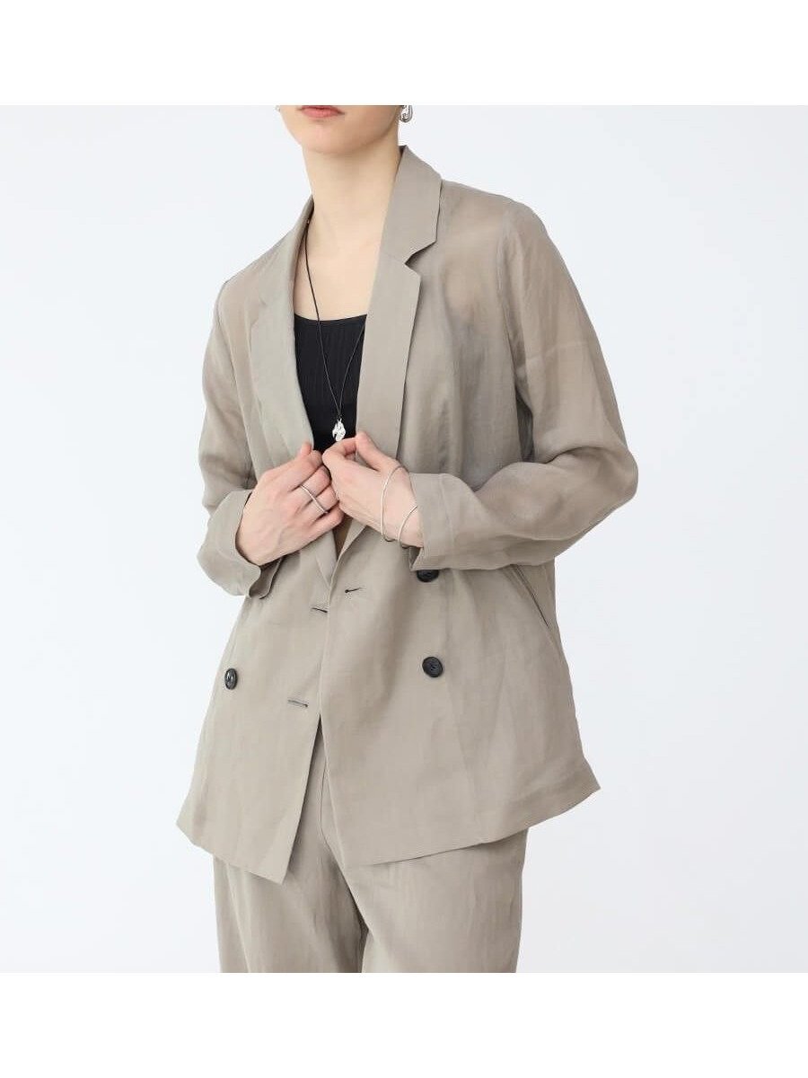 【ラシュッド/LASUD】のリネンテーラードジャケット インテリア・キッズ・メンズ・レディースファッション・服の通販 founy(ファニー) 　ファッション　Fashion　レディースファッション　WOMEN　アウター　Coat Outerwear　ジャケット　Jackets　テーラードジャケット　Tailored Jackets　サマー　Summer　ジャケット　Jacket　ダブル　Double　ベーシック　Basic　ロング　Long　エレガント 上品　Elegant　サンドベージュ|ID: prp329100004545804 ipo3291000000032119884