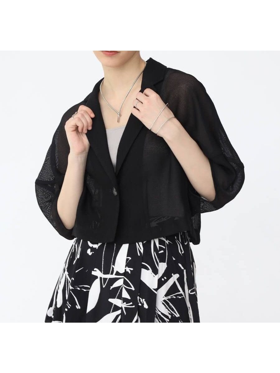【ラシュッド/LASUD】のメッシュショートジャケット インテリア・キッズ・メンズ・レディースファッション・服の通販 founy(ファニー) 　ファッション　Fashion　レディースファッション　WOMEN　アウター　Coat Outerwear　ジャケット　Jackets　おすすめ　Recommend　ショート　Short　ジャケット　Jacket　メッシュ　Mesh　エレガント 上品　Elegant　今季　This Season　軽量　Lightweight　ブラック|ID: prp329100004545805 ipo3291000000032119892