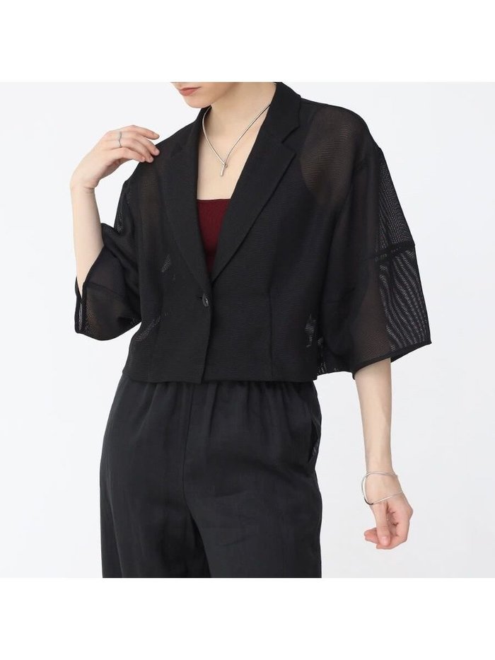 【ラシュッド/LASUD】のハーフスリーブメッシュジャケット インテリア・キッズ・メンズ・レディースファッション・服の通販 founy(ファニー) https://founy.com/ ファッション Fashion レディースファッション Fashion for Women アウター Coat / Outerwear Collection レディースジャケット・軽アウター Jackets インナー Innerwear ジャケット Jacket, Outerwear バランス Balance, Style Balance メッシュ Mesh, Net Fabric エレガント 上品 Elegant 半袖 Short Sleeve, Half Sleeve 夏 Summer |ID: prp329100004545807 ipo3291000000032628351