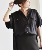 【シップス フォー ウィメン/SHIPS】のquaranciel 手洗い可能 バンドカラー ハーフスリーブ ポケット ワーク シャツ ブラック|ID: prp329100004545812 ipo3291000000033575594