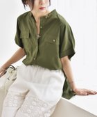 【シップス フォー ウィメン/SHIPS】のquaranciel 手洗い可能 バンドカラー ハーフスリーブ ポケット ワーク シャツ オリーブ|ID: prp329100004545812 ipo3291000000033575597