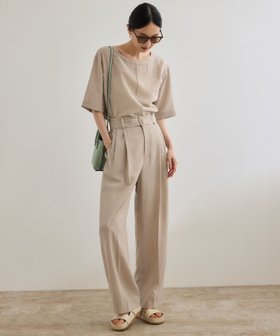 【ロペ/ROPE'】の【WEB・一部店舗限定】リネンライク ベルテッドワイドパンツ【セットアップ対応】/洗える 人気、トレンドファッション・服の通販 founy(ファニー) ファッション Fashion レディースファッション WOMEN セットアップ Setup パンツ Pants 洗える Washable シャンブレー Chambray ショート Short ジャケット Jacket セットアップ Set Up ダブル Double ポケット Pocket ワイド Wide おすすめ Recommend エレガント 上品 Elegant |ID:prp329100004545844