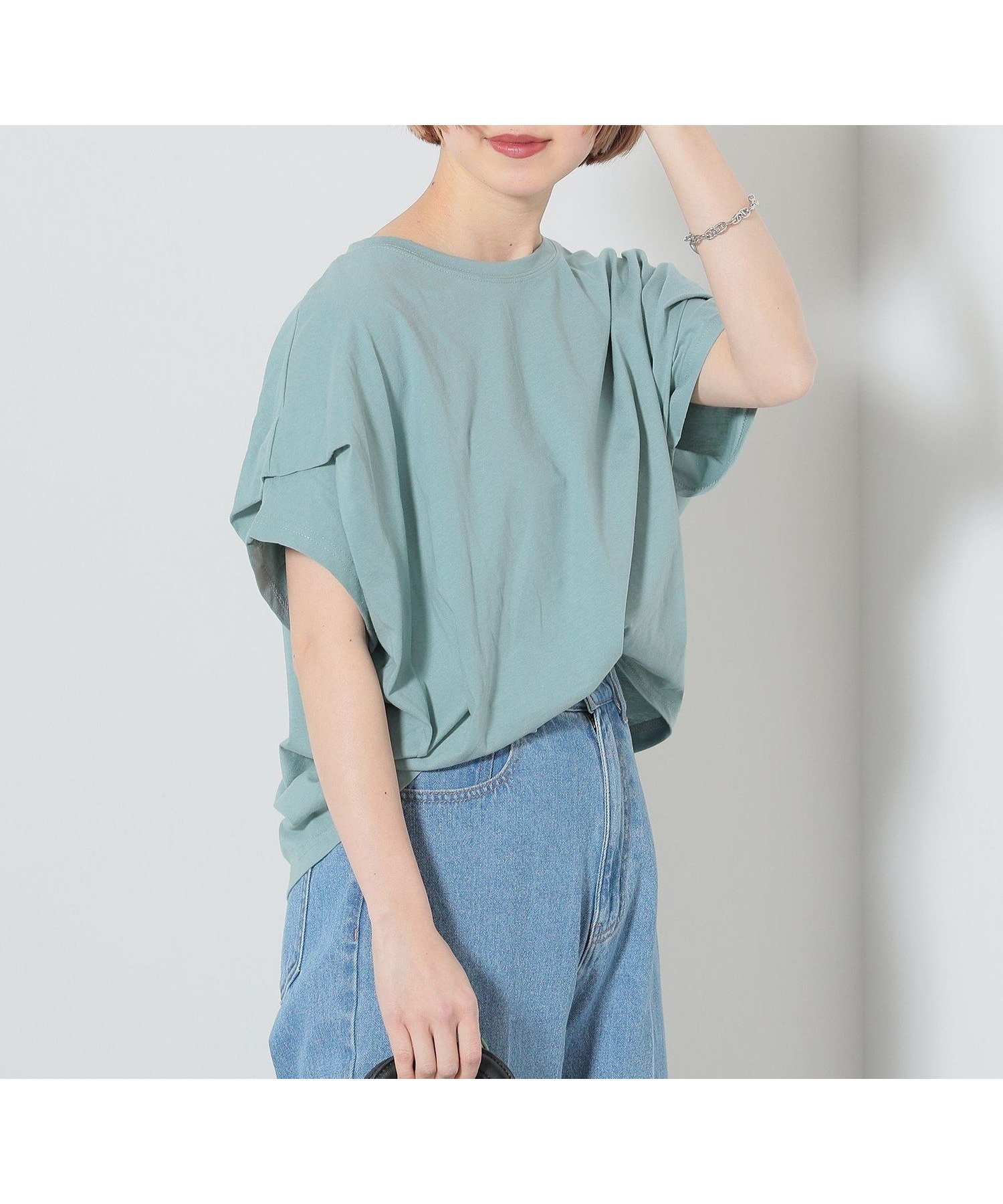 【ビームス ハート/BEAMS HEART】の【洗濯機洗い可】ビッグタック プルオーバー カットソー 25SS 半袖 コットン100% デザインスリーブ フェミニントップス インテリア・キッズ・メンズ・レディースファッション・服の通販 founy(ファニー) 　ファッション　Fashion　レディースファッション　WOMEN　トップス・カットソー　Tops/Tshirt　プルオーバー　Pullover　カットソー　Cut and Sewn　カットソー　Cut And Sew　サロペット　Overalls　シンプル　Simple　スキニー　Skinny　スリーブ　Sleeve　テーパード　Tapered　デニム　Denim　ビッグ　Big　フェミニン　Feminine　プリーツ　Pleats　ベスト　Vest　ボトム　Bottom　半袖　Short Sleeve　リラックス　Relax　ワイド　Wide　おすすめ　Recommend　2025年　2025　2025春夏・S/S　Ss,Spring/Summer,2025　GREYISH GREEN|ID: prp329100004545845 ipo3291000000032317925