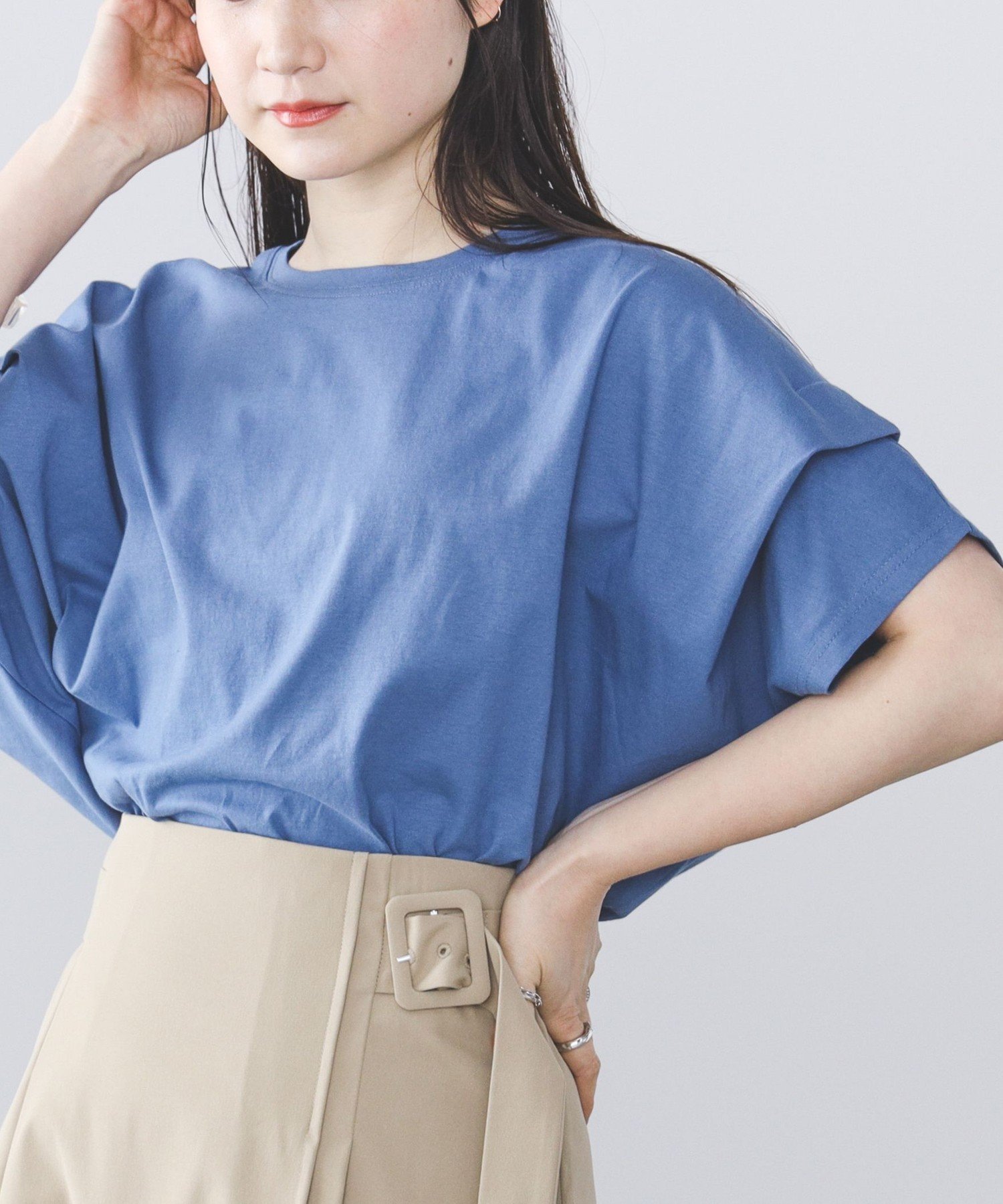 【ビームス ハート/BEAMS HEART】の【洗濯機洗い可】ビッグタック プルオーバー カットソー 25SS 半袖 コットン100% デザインスリーブ フェミニントップス インテリア・キッズ・メンズ・レディースファッション・服の通販 founy(ファニー) 　ファッション　Fashion　レディースファッション　WOMEN　トップス・カットソー　Tops/Tshirt　プルオーバー　Pullover　カットソー　Cut and Sewn　カットソー　Cut And Sew　サロペット　Overalls　シンプル　Simple　スキニー　Skinny　スリーブ　Sleeve　テーパード　Tapered　デニム　Denim　ビッグ　Big　フェミニン　Feminine　プリーツ　Pleats　ベスト　Vest　ボトム　Bottom　半袖　Short Sleeve　リラックス　Relax　ワイド　Wide　おすすめ　Recommend　2025年　2025　2025春夏・S/S　Ss,Spring/Summer,2025　【WEB限定】BLUE|ID: prp329100004545845 ipo3291000000032317928