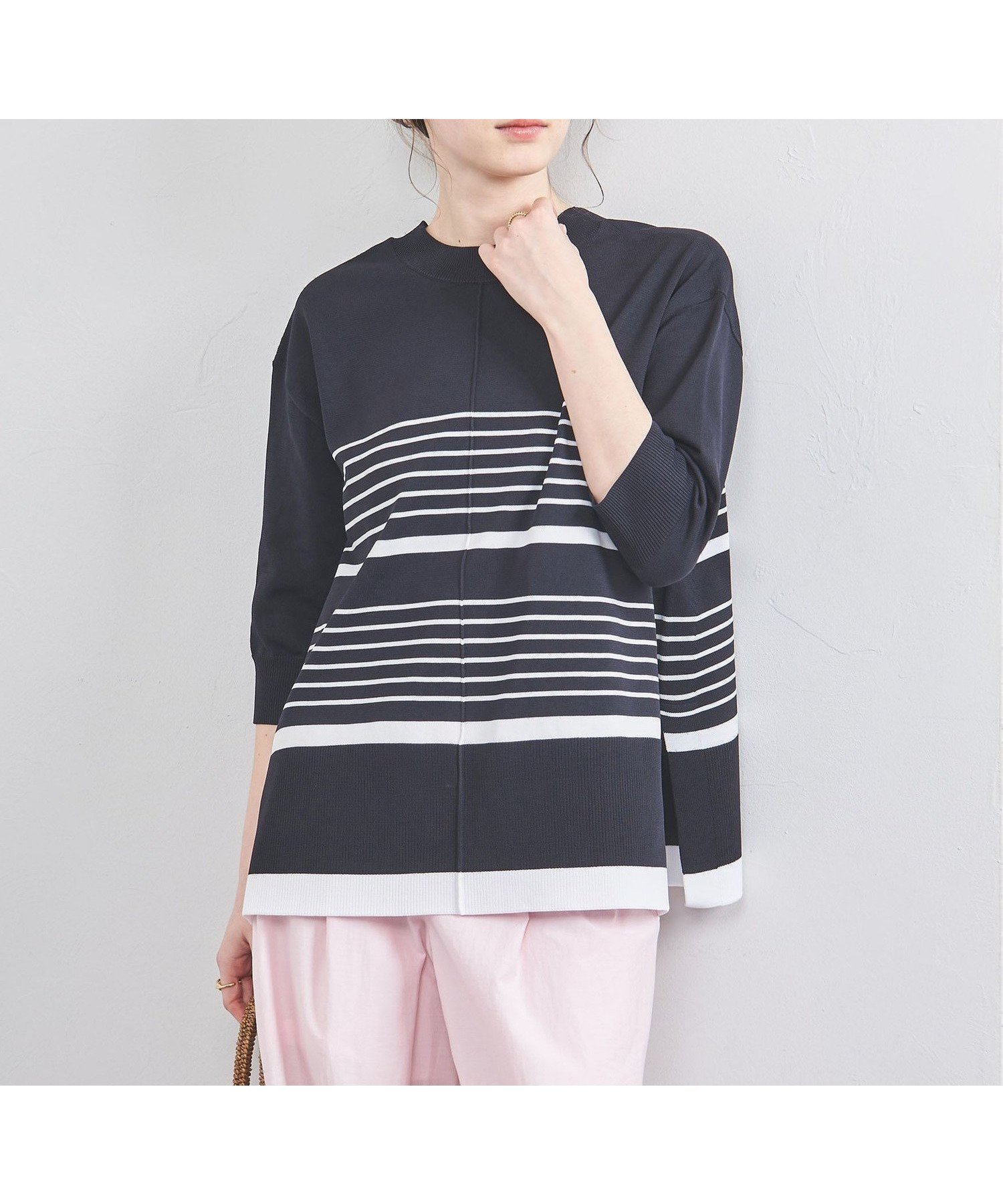 【ユナイテッドアローズ/UNITED ARROWS】のミニマル 2WAY 6SL ニット 人気、トレンドファッション・服の通販 founy(ファニー) 　ファッション　Fashion　レディースファッション　Fashion for Women　トップス・カットソー　Cut & Sew Tops　ニット　Knit Tops & Sweaters　カーディガン　Cardigan, Knitwear　ストレート　Straight, Straight Cut　スリット　Slit, Slit Detail　ボーダー　Border, Stripe　ラウンド　Round, Round Neck　人気　Popular, Best Seller　 other-1|ID: prp329100004545849 ipo3291000000033024475