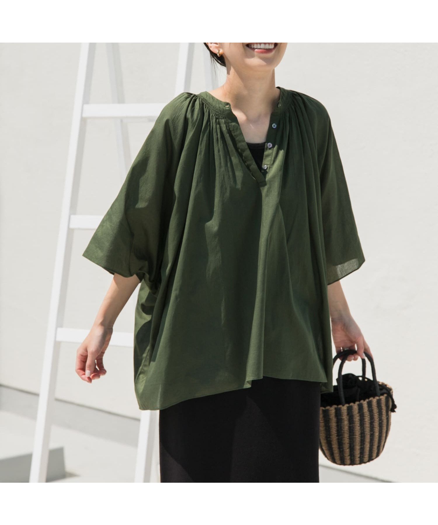 【アーバンリサーチ ドアーズ/URBAN RESEARCH DOORS】のコットンボイルロールアップスリーブブラウス インテリア・キッズ・メンズ・レディースファッション・服の通販 founy(ファニー) 　ファッション　Fashion　レディースファッション　Ladies' Fashion Online　トップス・カットソー　Tops/Tshirt　シャツ/ブラウス　Shirts/Blouses　イエロー　Yellow　インナー　Inner　エアリー　Airy　秋　Autumn/Fall　ギャザー　Gather　ストレート　Straight　フロント　Front　半袖　Short Sleeve　ワイド　Wide　S/S・春夏　Ss・Spring/Summer　夏　Summer　2025年　2025　2025春夏・S/S　Ss,Spring/Summer,2025　GREEN|ID: prp329100004545874 ipo3291000000032251830