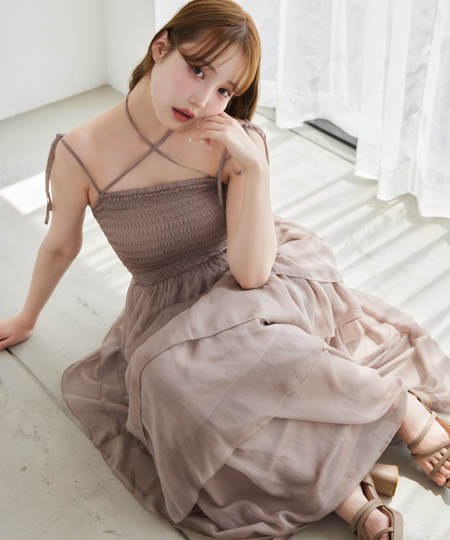 【ナイスクラップ/NICE CLAUP】のティアードシアーロングワンピ インテリア・キッズ・メンズ・レディースファッション・服の通販 founy(ファニー) 　ファッション　Fashion　レディースファッション　WOMEN　ワンピース　Dress　2025年　2025　2025春夏・S/S　Ss,Spring/Summer,2025　おすすめ　Recommend　インナー　Inner　キャップ　Cap　サンダル　Sandals　シアー　Sheer　シェイプ　Shape　シャーリング　Shirring　スポーツ　Sports　セットアップ　Set Up　ダウン　Down　チューブ　Tube　ロング　Long　夏　Summer　モカ|ID: prp329100004545926 ipo3291000000032252614