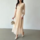 【ココモモ/COCOMOMO】のパーティードレス カシュクールワンピース 長袖ノースリーブ選べるタイプ 長袖・ベージュ|ID: prp329100004545943 ipo3291000000033817305