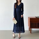 【ココモモ/COCOMOMO】のパーティードレス カシュクールワンピース 長袖ノースリーブ選べるタイプ 長袖・ネイビー|ID: prp329100004545943 ipo3291000000034660042