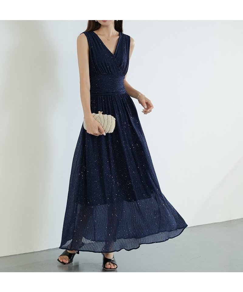 【ココモモ/COCOMOMO】のパーティードレス カシュクールワンピース 長袖ノースリーブ選べるタイプ インテリア・キッズ・メンズ・レディースファッション・服の通販 founy(ファニー) 　ファッション　Fashion　レディースファッション　Fashion for Women　ワンピース　Dresses　フォーマル・パーティードレス・結婚式用ドレス　Elegant & Casual Dresses　エレガント 上品　Elegant　カシュクール　Wrap Design　スパンコール　Sequins, Sequin Embellishment　ドレス　Dress, One-Piece　ノースリーブ　Sleeveless, No-Sleeve　プリーツ　Pleats, Pleated　長袖　Long Sleeve, Full Sleeve　袖なし・ネイビー|ID: prp329100004545943 ipo3291000000034660044