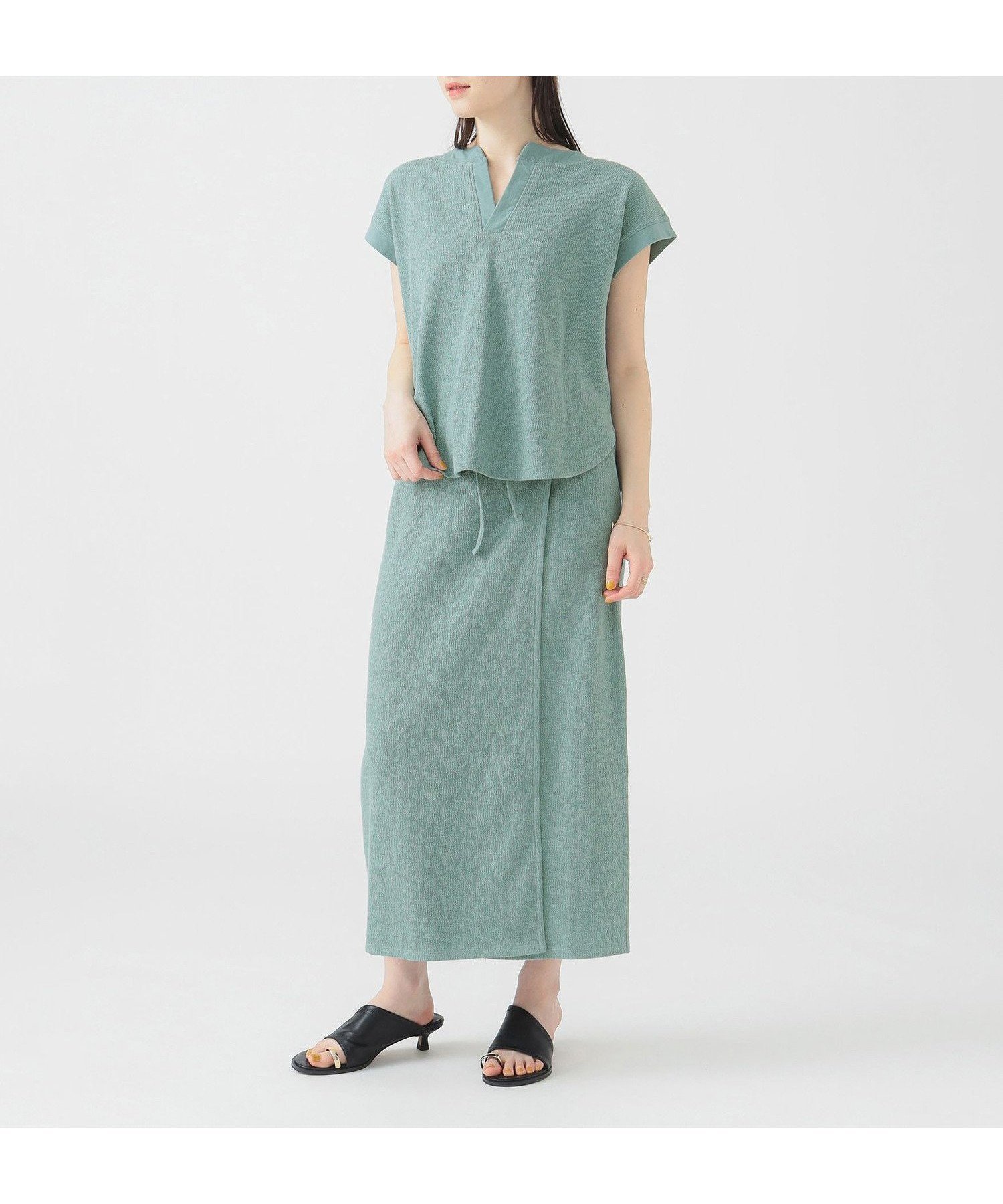 【ビーミングライフストアバイビームス/B:MING LIFE STORE by BEAMS】の【2点セット】スラブ テレコ セットアップ(S~M) 25SS リラックス 旅行 きれいめ インテリア・キッズ・メンズ・レディースファッション・服の通販 founy(ファニー) 　ファッション　Fashion　レディースファッション　WOMEN　セットアップ　Setup　キャップ　Cap　サンダル　Sandals　スキッパー　Skipper　スニーカー　Sneakers　スリーブ　Sleeve　セットアップ　Set Up　テレコ　Tereko　人気　Popularity　フレンチ　French　ラップ　Wrap　リラックス　Relax　楽ちん　Easy　旅行　Travel　エレガント 上品　Elegant　2025年　2025　2025春夏・S/S　Ss,Spring/Summer,2025　GREYISH_BLUE|ID: prp329100004546005 ipo3291000000032121126