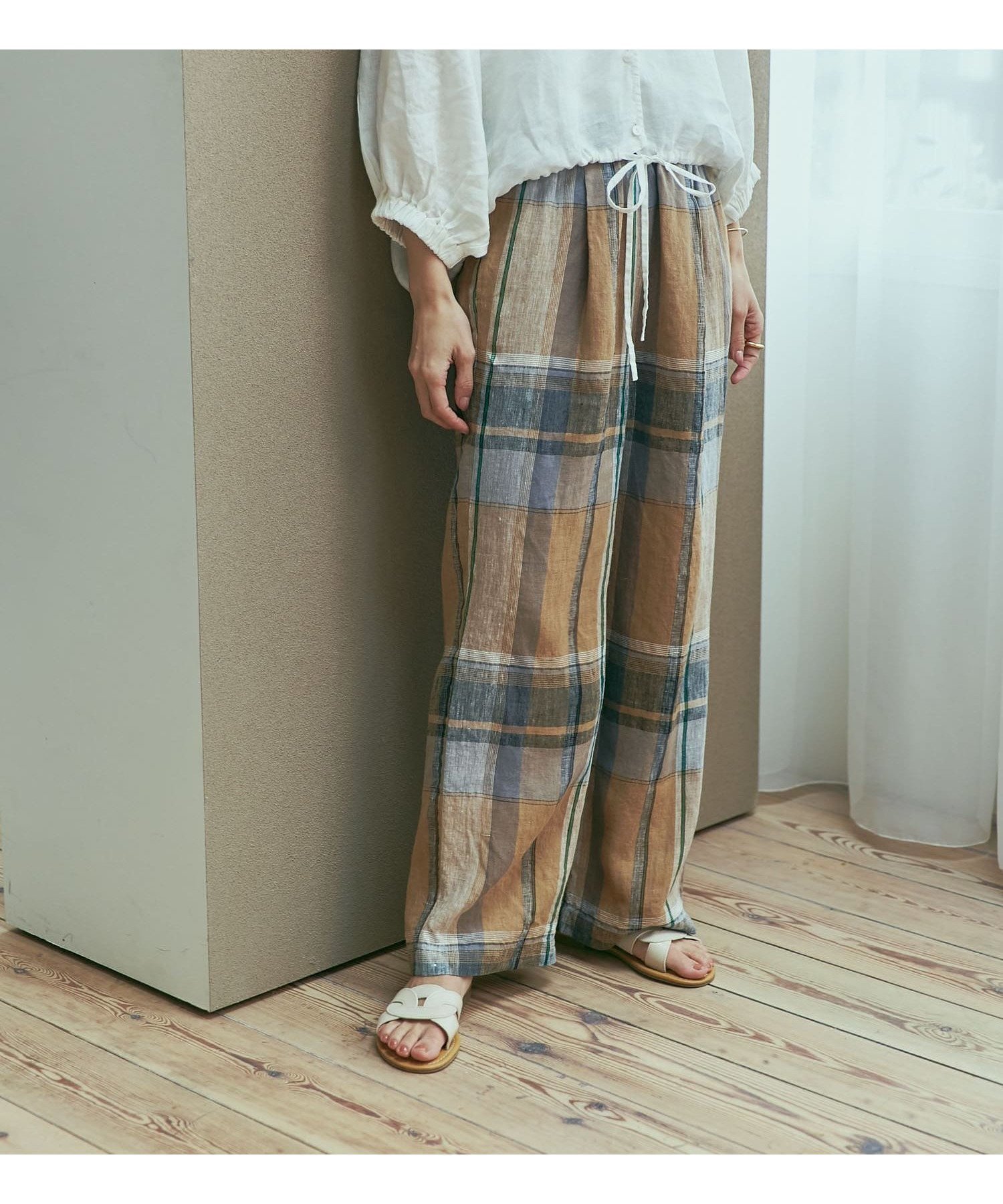 【アーバンリサーチ ドアーズ/URBAN RESEARCH DOORS】のリネンチェックイージーパンツ インテリア・キッズ・メンズ・レディースファッション・服の通販 founy(ファニー) 　ファッション　Fashion　レディースファッション　Fashion for Women　パンツ　Pants & Trousers　2025年　2025　2025春夏・S/S　Spring/Summer 2025 SS25　シンプル　Simple, Minimal　チェック　Check, Plaid, Tartan　リネン　Linen, Linen Fabric　リラックス　Relax, Relaxed Fit　夏　Summer　旅行　Travel　S/S・春夏　SS, Spring/Summer, Warm Season　YELLOW|ID: prp329100004546060 ipo3291000000032300443
