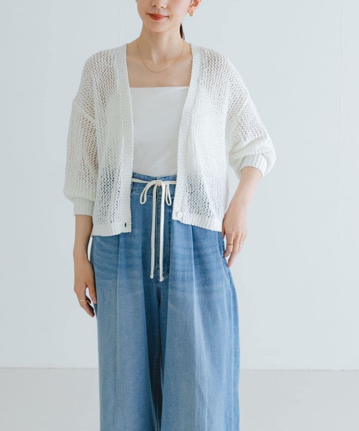 【アーバンリサーチ/URBAN RESEARCH】の透かし柄2WAYニットカーディガン インテリア・キッズ・メンズ・レディースファッション・服の通販 founy(ファニー) https://founy.com/ ファッション Fashion レディースファッション Ladies' Fashion Online トップス・カットソー Tops/Tshirt ニット Knit Tops カーディガン Cardigans 2025年 2025 2025春夏・S/S Ss,Spring/Summer,2025 カーディガン Cardigan ガウン Gown ベーシック Basic 今季 This Season 夏 Summer S/S・春夏 Ss・Spring/Summer 透かし Watermark |ID: prp329100004546088 ipo3291000000032688186