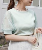 【マジェスティック レゴン/MAJESTIC LEGON】のパールチュールスリーブトップス L/グリーン|ID: prp329100004546154 ipo3291000000033897034