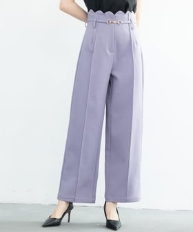 【セゾンドパピヨン/SAISON DE PAPILLON】のスカラップウエストワイドパンツ 人気、トレンドファッション・服の通販 founy(ファニー) ファッション Fashion レディースファッション WOMEN パンツ Pants スカラップ Scalloped フロント Front ワイド Wide エレガント 上品 Elegant |ID:prp329100004546161
