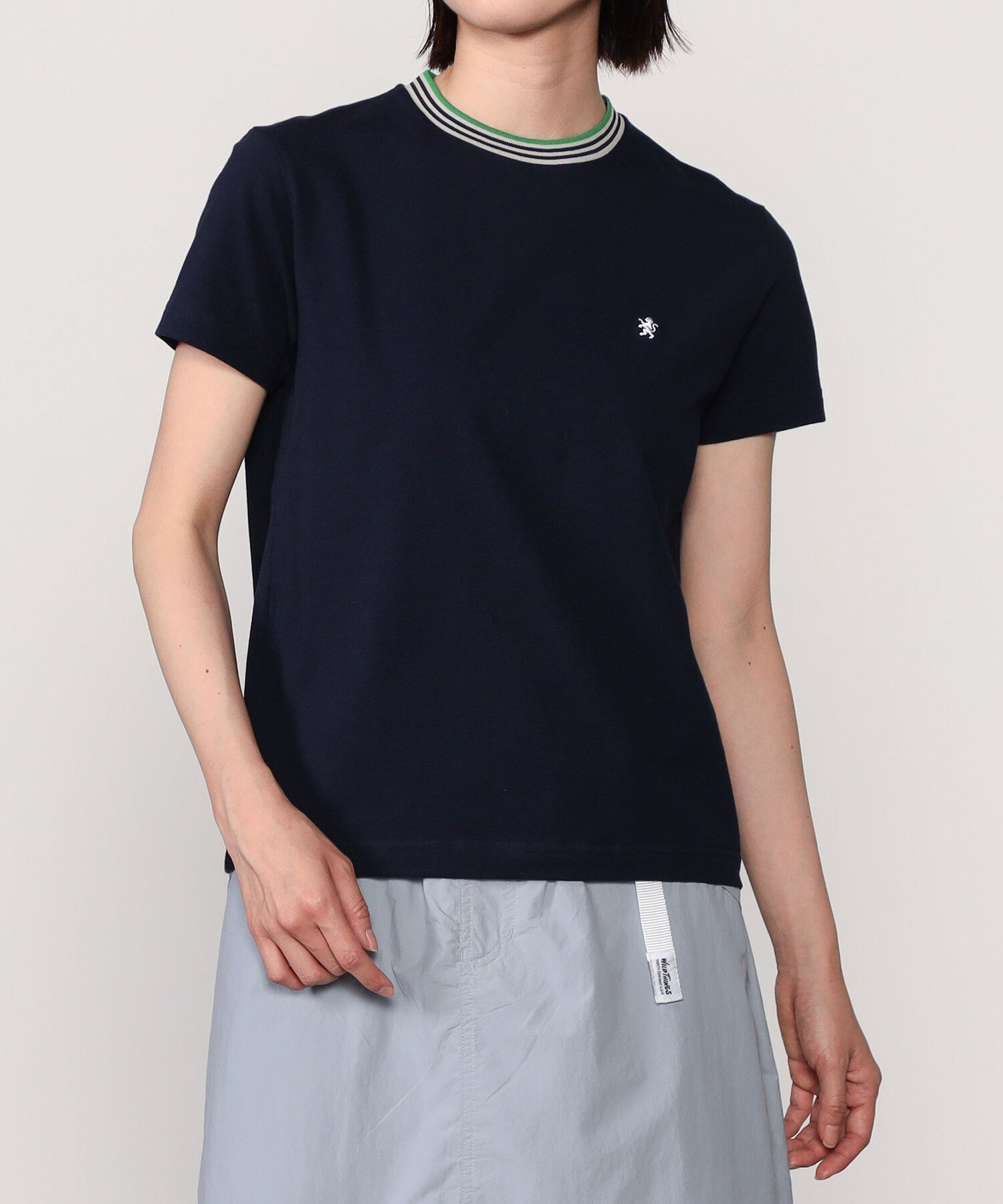 【ビショップ/Bshop】のクルーネック ラインTシャツ WOMEN インテリア・キッズ・メンズ・レディースファッション・服の通販 founy(ファニー) 　ファッション　Fashion　レディースファッション　Fashion for Women　トップス・カットソー　Cut & Sew Tops　シャツ・ブラウス・オフィスカジュアル　Elegant Blouses & Button-Ups　ロングTシャツ・Tシャツ　Longline T-Shirts & Tees　テクスチャー　Texture, Textured Fabric　フィット　Fit, Slim Fit　レギュラー　Regular, Standard Fit　半袖　Short Sleeve, Half Sleeve　NAVY系1|ID: prp329100004546228 ipo3291000000033214656