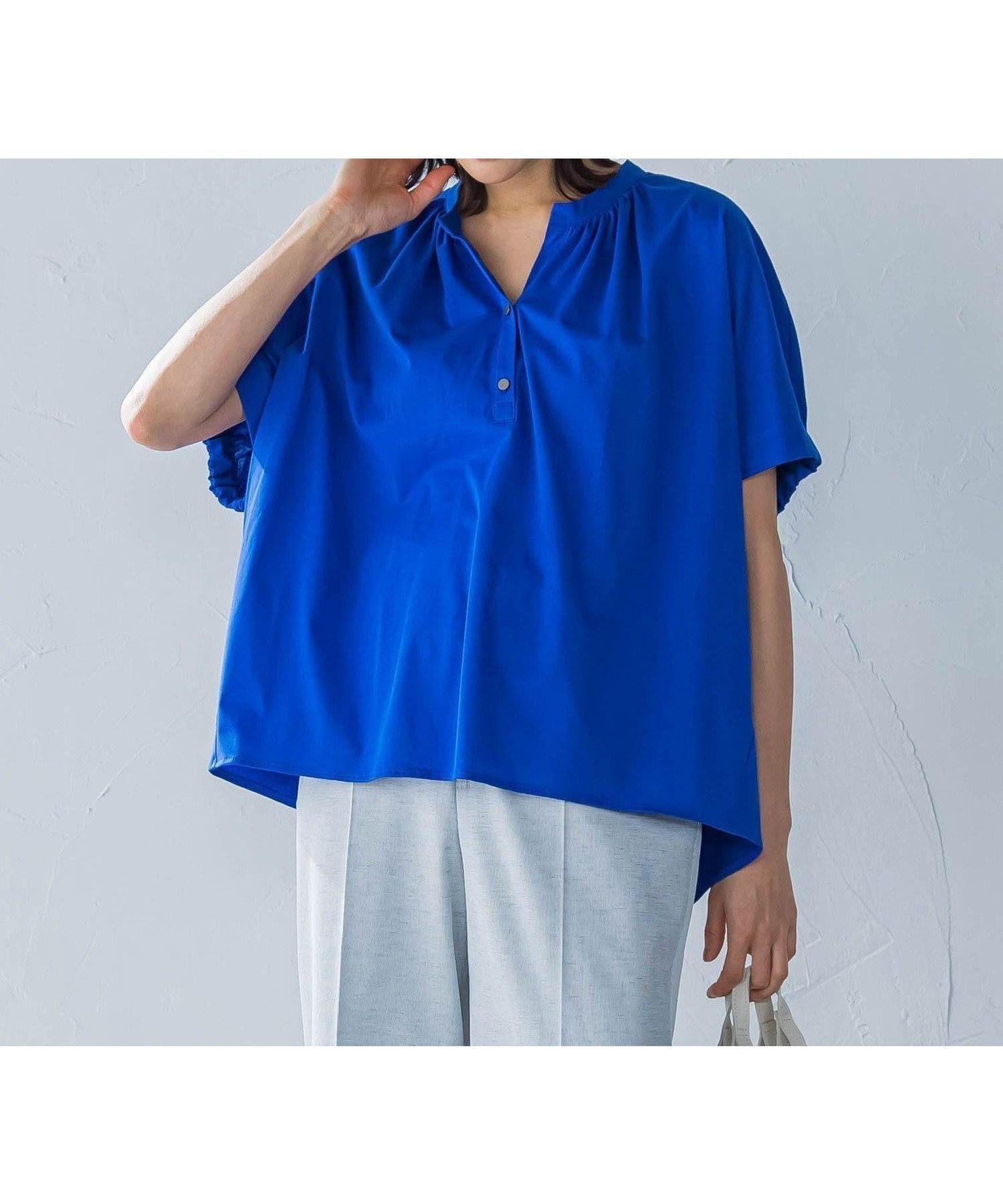 【ロートレ アモン/LAUTRE AMONT】のライクアウーヴンスキッパーカットソー≪洗濯機で洗える≫ インテリア・キッズ・メンズ・レディースファッション・服の通販 founy(ファニー) 　ファッション　Fashion　レディースファッション　Ladies' Fashion Online　トップス・カットソー　Tops/Tshirt　パーカ　Sweats　カットソー　Cut and Sewn　洗える　Washable　ギャザー　Gather　ジャージ　Jersey　トレンド　Trend　定番　Standard　フロント　Front　ボトム　Bottom　ワイド　Wide　おすすめ　Recommend　ブルー|ID: prp329100004546242 ipo3291000000032670125