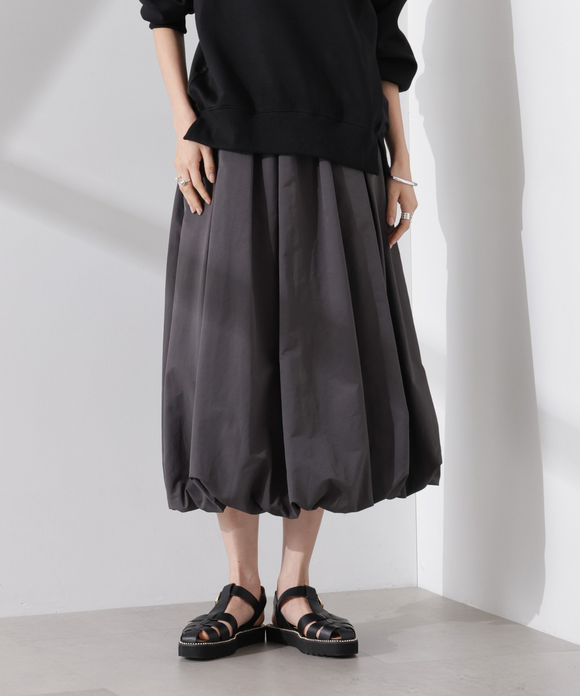 【ナノ ユニバース/nano universe】のバルーンスカート インテリア・キッズ・メンズ・レディースファッション・服の通販 founy(ファニー) 　ファッション　Fashion　レディースファッション　WOMEN　スカート　Skirt　インナー　Inner　ウォッシャブル　Washable　カットソー　Cut And Sew　キャミソール　Camisole　タンク　Tank　バランス　Balance　バルーン　Balloon　フェミニン　Feminine　フロント　Front　おすすめ　Recommend　2025年　2025　2025春夏・S/S　Ss,Spring/Summer,2025　チャコール3|ID: prp329100004546261 ipo3291000000032277465