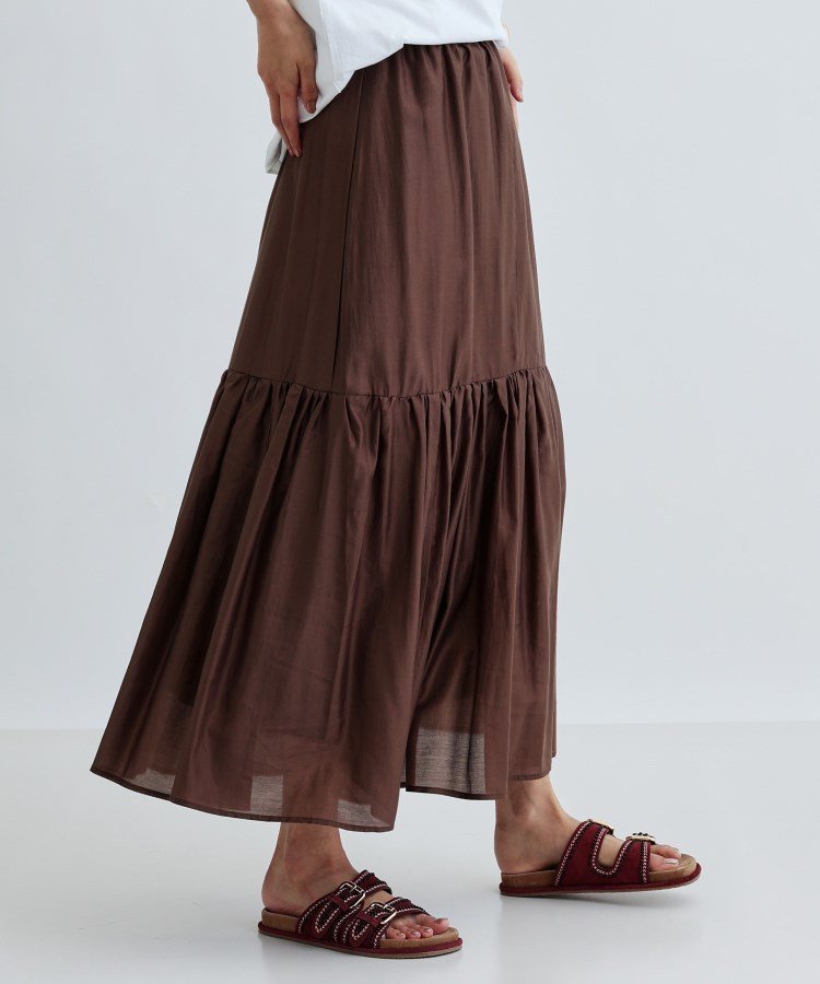 【インディヴィ/INDIVI】のティアードボイルスカート インテリア・キッズ・メンズ・レディースファッション・服の通販 founy(ファニー) 　ファッション　Fashion　レディースファッション　WOMEN　スカート　Skirt　サンダル　Sandals　シンプル　Simple　スニーカー　Sneakers　タンク　Tank　リラックス　Relax　ブラウン|ID: prp329100004546308 ipo3291000000032394550