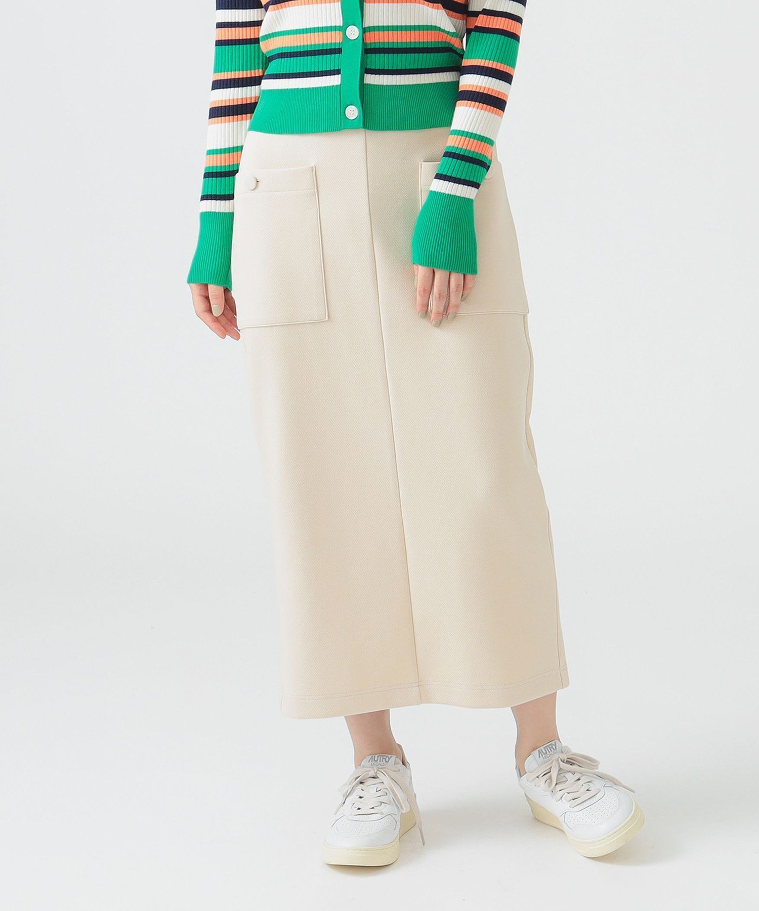 【ビーミングライフストアバイビームス/B:MING LIFE STORE by BEAMS】の【5/15再値下げ】カットソー タイト スカート(S~M) 25SS ウォッシャブル きれいめ インテリア・キッズ・メンズ・レディースファッション・服の通販 founy(ファニー) 　ファッション　Fashion　レディースファッション　Ladies' Fashion Online　スカート　Skirt　2025年　2025　2025春夏・S/S　Ss,Spring/Summer,2025　おすすめ　Recommend　ウォッシャブル　Washable　カットソー　Cut And Sew　ストレッチ　Stretch　ストレート　Straight　パッチ　Patch　ポケット　Pocket　楽ちん　Easy　ECRU|ID: prp329100004546350 ipo3291000000032669881