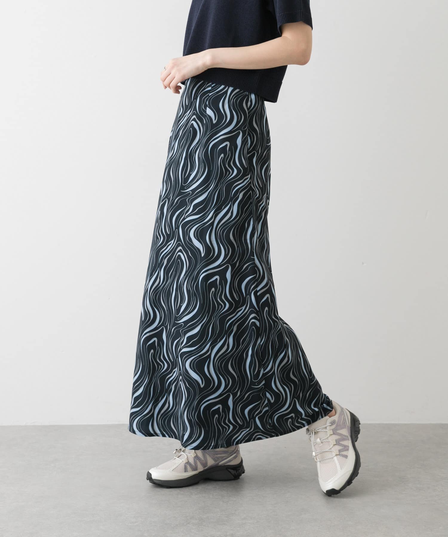 【センスオブプレイス/SENSE OF PLACE by URBAN RESEARCH】のマーブルパターンナロースカート インテリア・キッズ・メンズ・レディースファッション・服の通販 founy(ファニー) 　ファッション　Fashion　レディースファッション　Ladies' Fashion Online　スカート　Skirt　2025年　2025　2025春夏・S/S　Ss,Spring/Summer,2025　シンプル　Simple　ジャケット　Jacket　スウェット　Sweat　プリント　Print　マーブル　Marble　夏　Summer　S/S・春夏　Ss・Spring/Summer　NVY×GRY|ID: prp329100004546359 ipo3291000000032611988