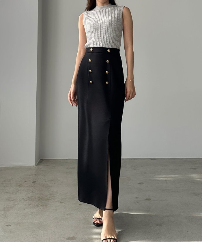 【ジュノア/JUNOAH】のLouere ゴールドボタン前スリットペンシルスカート インテリア・キッズ・メンズ・レディースファッション・服の通販 founy(ファニー) https://founy.com/ ファッション Fashion レディースファッション Ladies' Fashion Online スカート Skirt |ID: prp329100004546385 ipo3291000000032623126