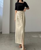 【ジュノア/JUNOAH】のLouere ゴールドボタン前スリットペンシルスカート アイボリー|ID: prp329100004546385 ipo3291000000032623128