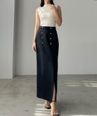 【ジュノア/JUNOAH】のLouere ゴールドボタン前スリットペンシルスカート ネイビー|ID: prp329100004546385 ipo3291000000032623129