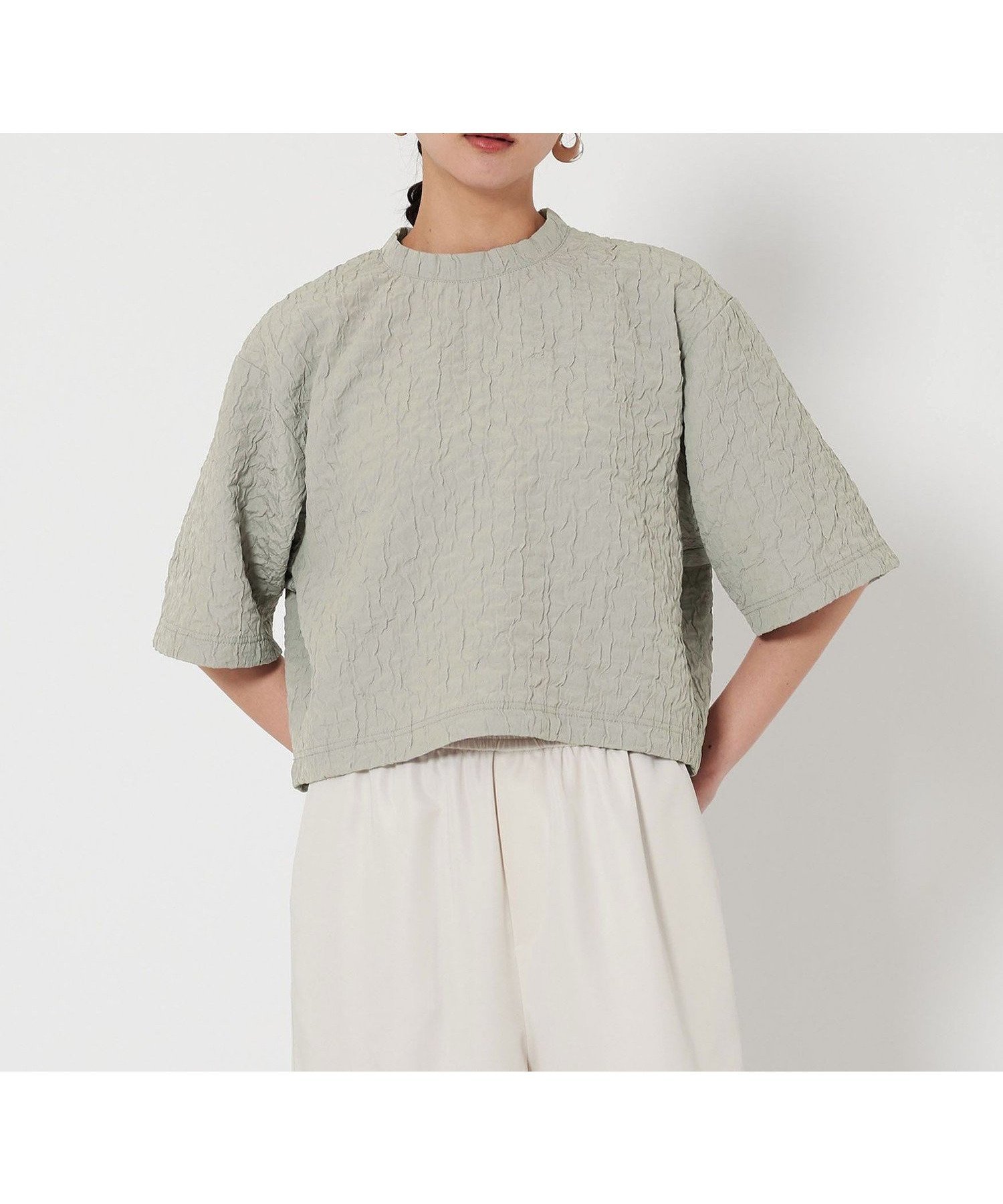 【ビューティ&ユース ユナイテッドアローズ/BEAUTY&YOUTH / UNITED ARROWS】のジャガード クルーネック 6分袖 プルオーバー インテリア・キッズ・メンズ・レディースファッション・服の通販 founy(ファニー) 　ファッション　Fashion　レディースファッション　Fashion for Women　トップス・カットソー　Cut & Sew Tops　カジュアルプルオーバー・ニットトップス　Pullovers & Knit Tops / Casual Pullovers　おすすめ　Recommended / Our Picks　サマー　Summer, Summer Style　ショート　Short, Short Length　スラックス　Slacks, Dress Pants　デニム　Denim, Jeans Material　バランス　Balance, Style Balance　ワイド　Wide, Wide Fit　MD.GRAY|ID: prp329100004546505 ipo3291000000032713049