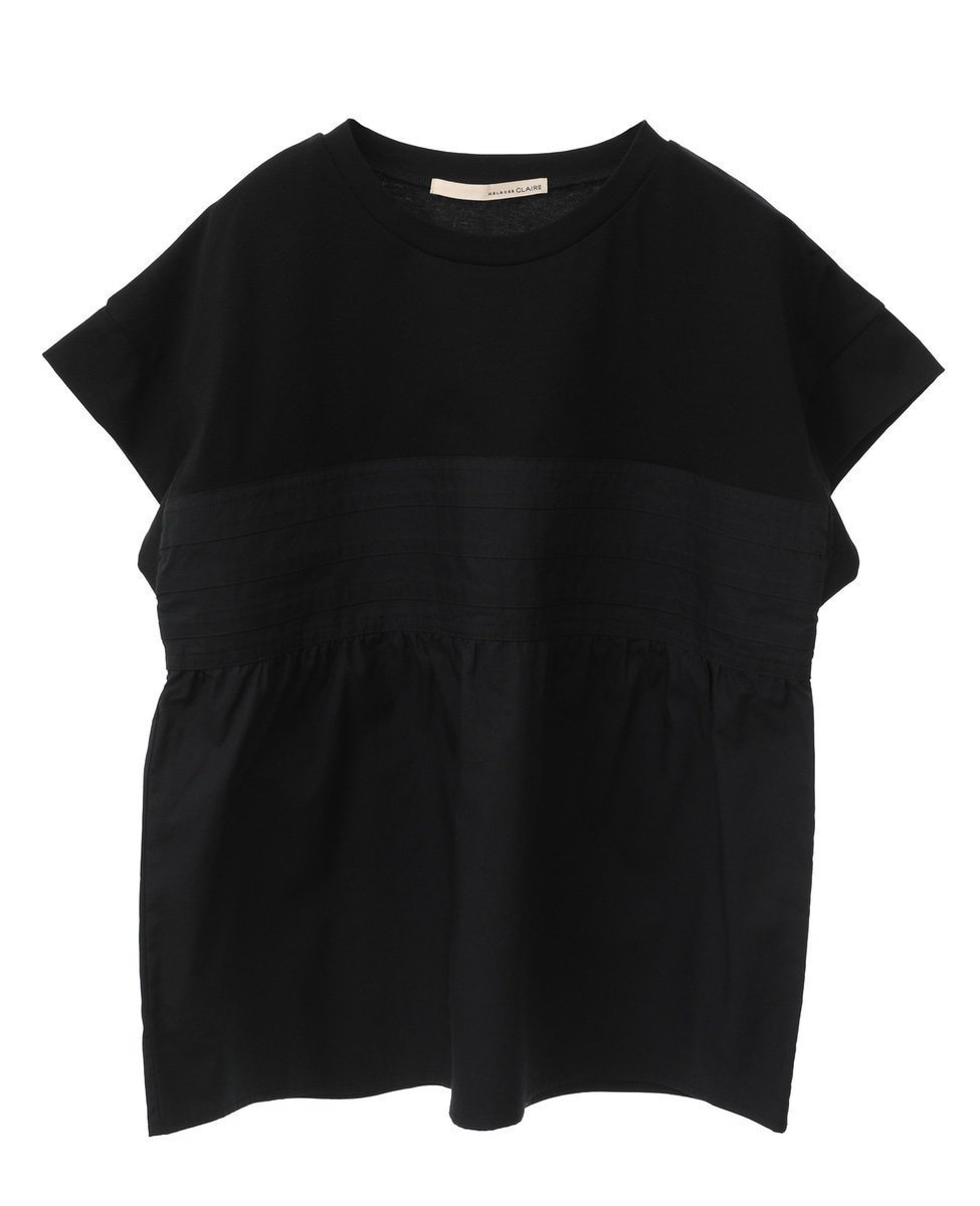 【メルローズ クレール/MELROSE claire】の【ファブリックビスチェドッキングTシャツ】 インテリア・キッズ・メンズ・レディースファッション・服の通販 founy(ファニー) 　ファッション　Fashion　レディースファッション　WOMEN　トップス・カットソー　Tops/Tshirt　シャツ/ブラウス　Shirts/Blouses　ロング / Tシャツ　T-Shirts　ビスチェ　Bustier　ギャザー　Gather　シンプル　Simple　バランス　Balance　ビスチェ　Bustier　ファブリック　Fabric　夏　Summer　ブラック|ID: prp329100004546529 ipo3291000000032342719