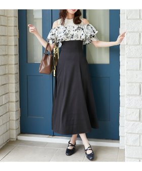【マジェスティック レゴン/MAJESTIC LEGON】のウエストきゅっとフリルフレアワンピ 人気、トレンドファッション・服の通販 founy(ファニー) ファッション Fashion レディースファッション WOMEN ワンピース Dress オフショル Off Shoulder トレンド Trend ドッキング Docking フェミニン Feminine レース Race |ID:prp329100004546703
