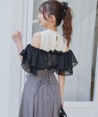 【マジェスティック レゴン/MAJESTIC LEGON】のウエストきゅっとフリルフレアワンピ 人気、トレンドファッション・服の通販 founy(ファニー) ファッション Fashion レディースファッション WOMEN ワンピース Dress オフショル Off Shoulder トレンド Trend ドッキング Docking フェミニン Feminine レース Race thumbnail ブラックベース|ID: prp329100004546703 ipo3291000000032338098