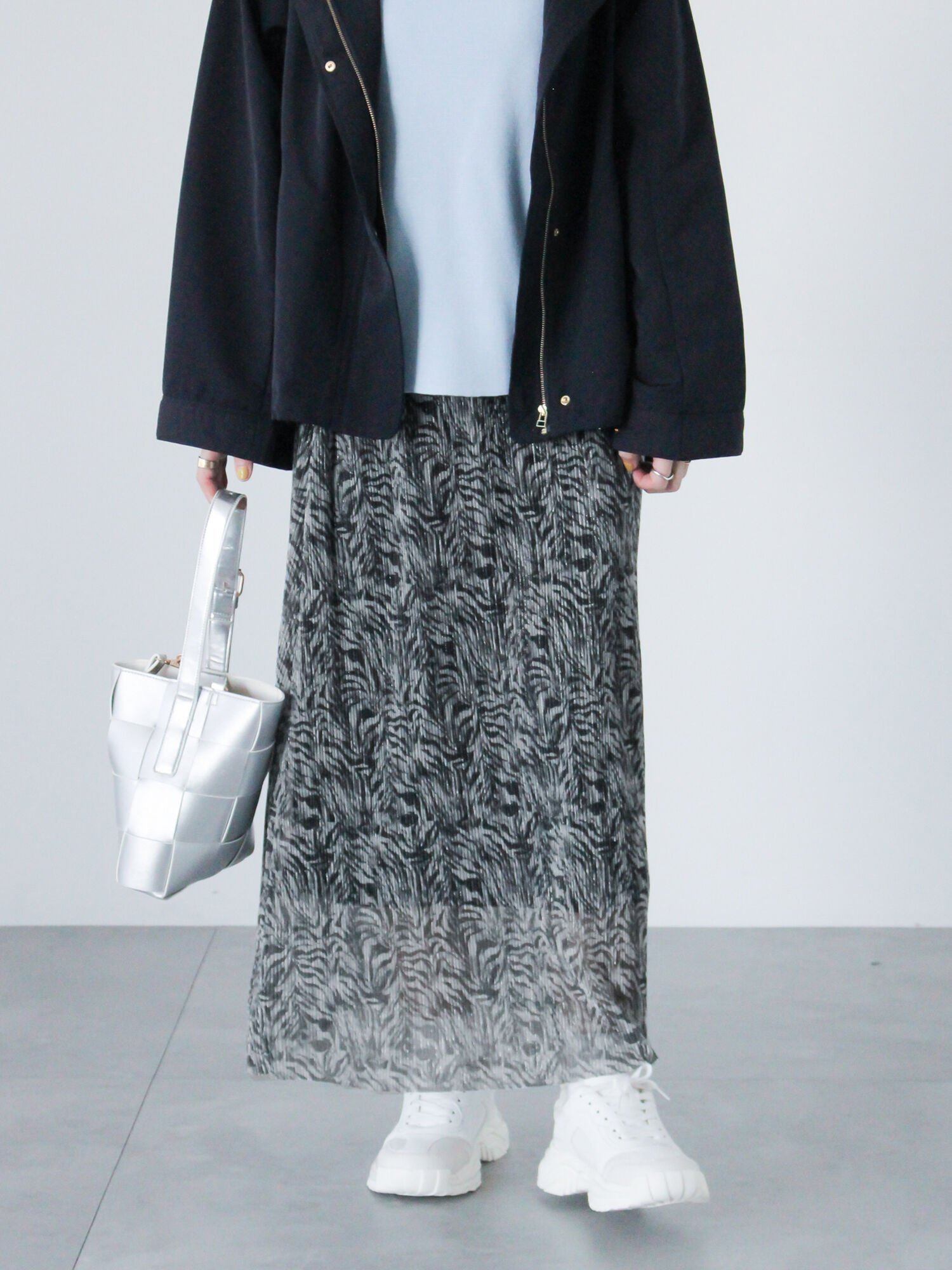 【テチチ/Te chichi】の柄アソートプリーツスカート インテリア・キッズ・メンズ・レディースファッション・服の通販 founy(ファニー) 　ファッション　Fashion　レディースファッション　Ladies' Fashion Online　スカート　Skirt　プリーツスカート　Pleated Skirts　カットソー　Cut And Sew　シアー　Sheer　シフォン　Chiffon　プリーツ　Pleats　ロング　Long　グレー|ID: prp329100004546880 ipo3291000000032654954