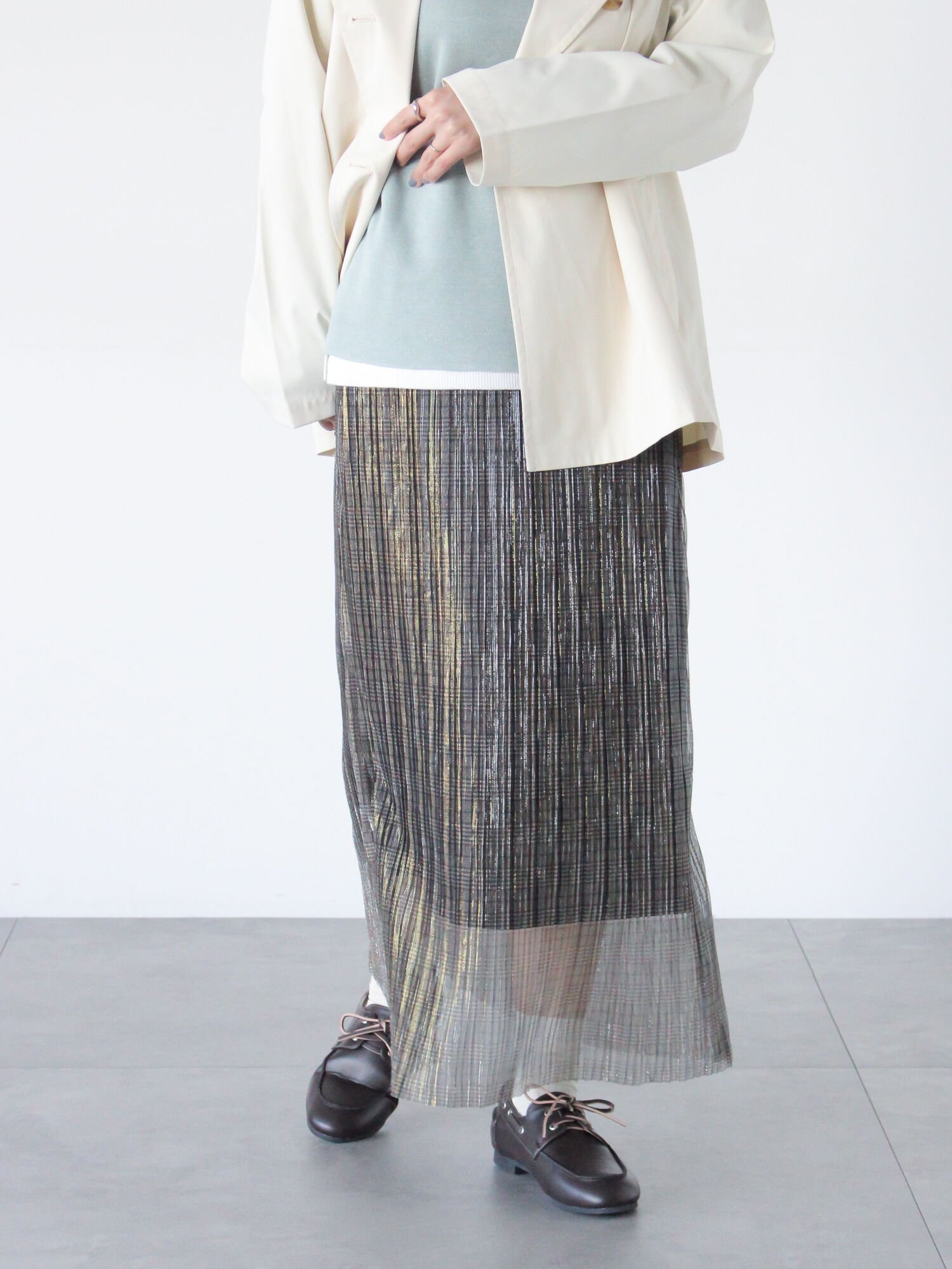 【テチチ/Te chichi】の柄アソートプリーツスカート インテリア・キッズ・メンズ・レディースファッション・服の通販 founy(ファニー) 　ファッション　Fashion　レディースファッション　Ladies' Fashion Online　スカート　Skirt　プリーツスカート　Pleated Skirts　カットソー　Cut And Sew　シアー　Sheer　シフォン　Chiffon　プリーツ　Pleats　ロング　Long　ネイビー|ID: prp329100004546880 ipo3291000000032654956