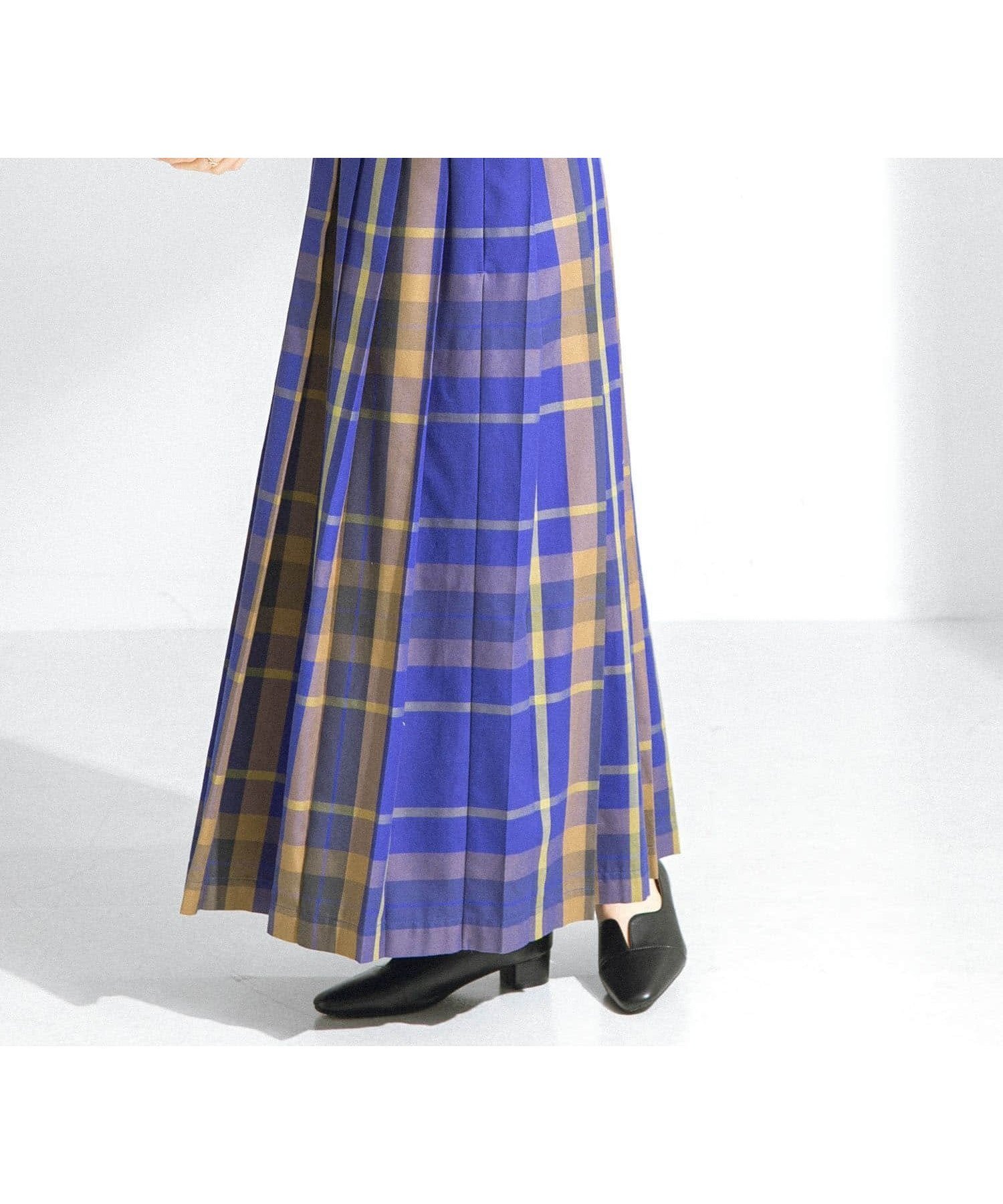 【サニーレーベル/Sonny Label / URBAN RESEARCH】の『低身長向けも展開』チェックプリーツイージースカート インテリア・キッズ・メンズ・レディースファッション・服の通販 founy(ファニー) 　ファッション　Fashion　レディースファッション　Fashion for Women　スカート　Skirts　チェック　Check, Plaid, Tartan　ロング　Long, Long-Length　今季　This Season, Current Season　ブルー系|ID: prp329100004546882 ipo3291000000033846182