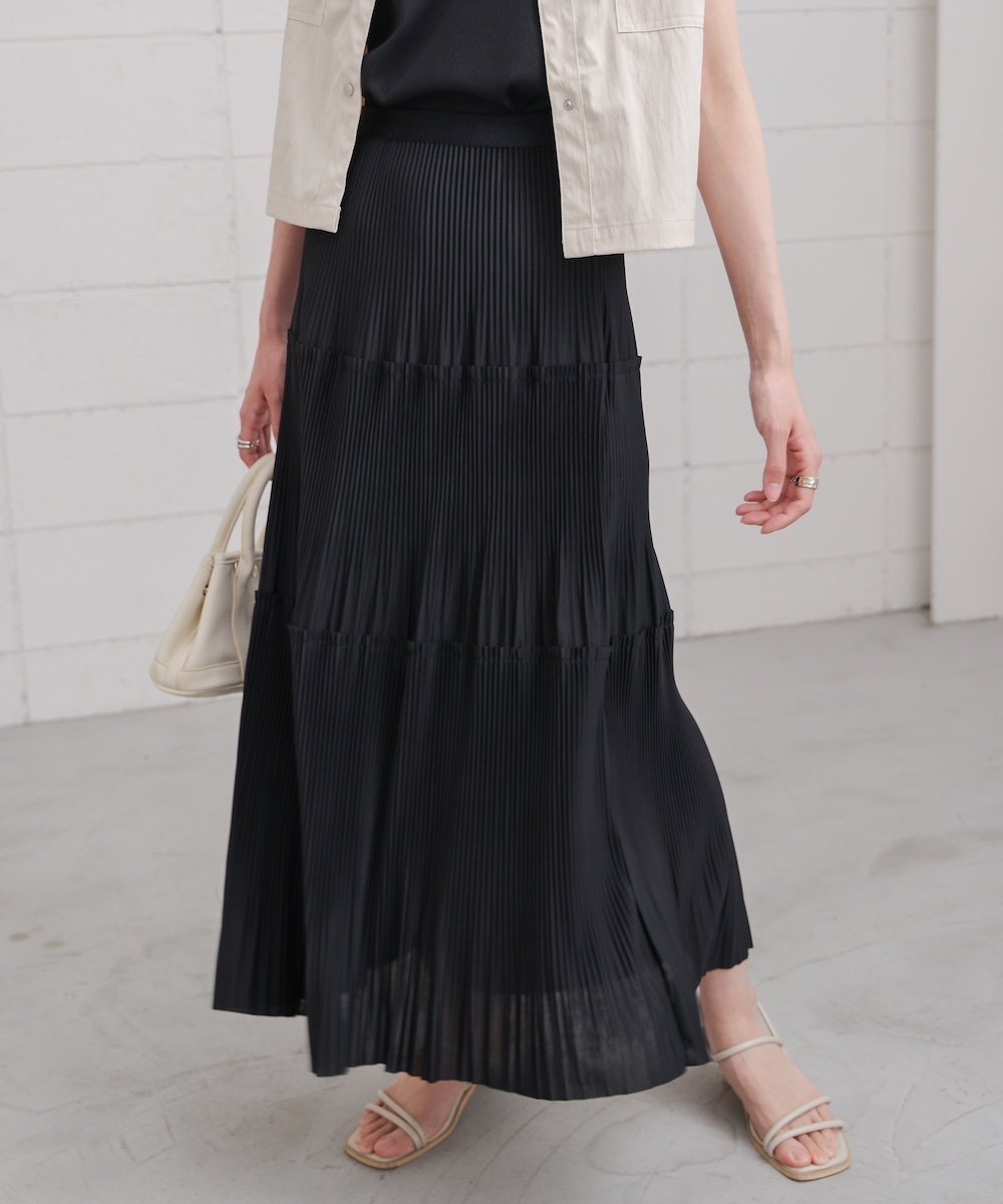 【バブ ブージュルード/Bab Bou Jeloud】のプリーツスカート インテリア・キッズ・メンズ・レディースファッション・服の通販 founy(ファニー) 　ファッション　Fashion　レディースファッション　Ladies' Fashion Online　スカート　Skirt　プリーツスカート　Pleated Skirts　シンプル　Simple　スウェット　Sweat　スニーカー　Sneakers　ティアード　Tiered　パーカー　Hoodie　フェミニン　Feminine　プリーツ　Pleats　BLACK|ID: prp329100004546896 ipo3291000000032670145