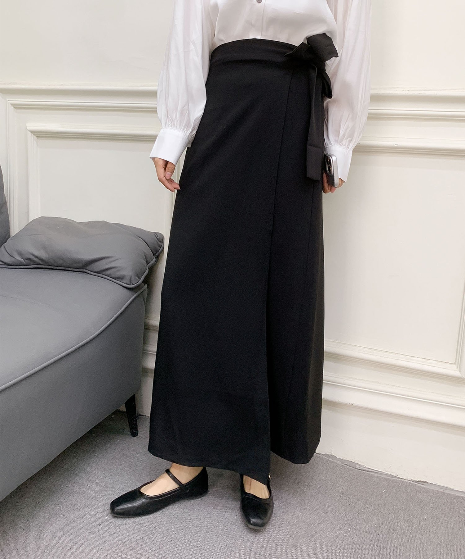 【アイモハ/aimoha】の【BANICO】ラップ風ロングスカート インテリア・キッズ・メンズ・レディースファッション・服の通販 founy(ファニー) 　ファッション　Fashion　レディースファッション　Fashion for Women　スカート　Skirts　ロングスカート　Long Skirts / Maxi & Midi Skirts　おすすめ　Recommended / Our Picks　エレガント 上品　Elegant　シンプル　Simple, Minimal　ラップ　Wrap, Wrap Design　リボン　Ribbon, Bow　ロング　Long, Long-Length　ビジネス 仕事 通勤　Business / Work / Commuting　ブラック|ID: prp329100004546903 ipo3291000000033209672