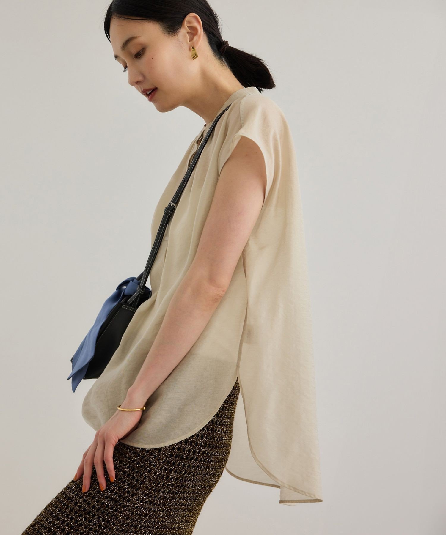 【ロペ/ROPE'】のキュプラシルク フレンチスリーブブラウス/洗える インテリア・キッズ・メンズ・レディースファッション・服の通販 founy(ファニー) 　ファッション　Fashion　レディースファッション　WOMEN　トップス・カットソー　Tops/Tshirt　シャツ/ブラウス　Shirts/Blouses　おすすめ　Recommend　キュプラ　Cupra　ギャザー　Gather　シルク　Silk　スキッパー　Skipper　フェミニン　Feminine　ボトム　Bottom　ポケット　Pocket　夏　Summer　洗える　Washable　ベージュ(27)|ID: prp329100004546911 ipo3291000000032362178