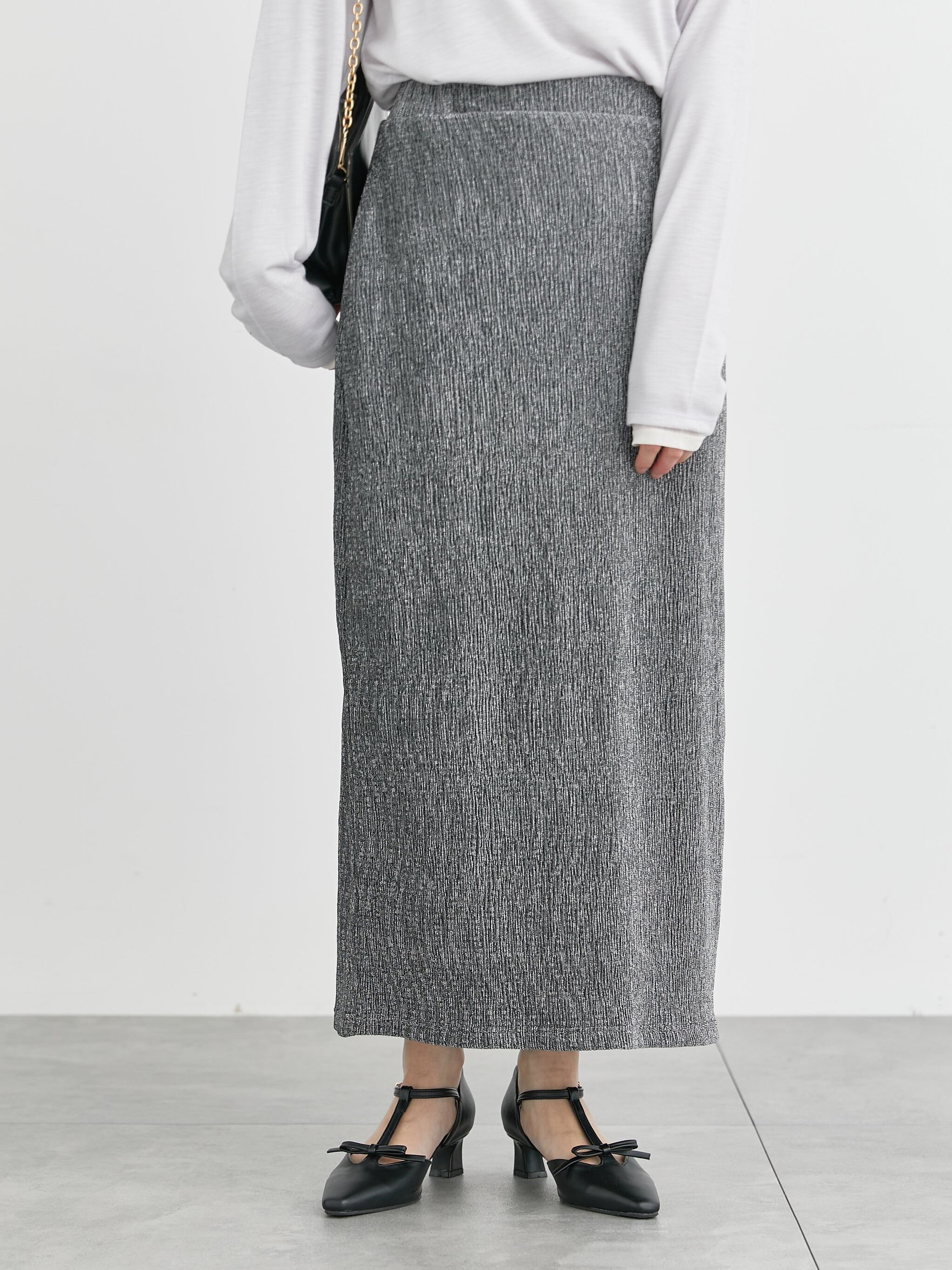 【テチチ/Te chichi】のラメ混カットプリーツスカート インテリア・キッズ・メンズ・レディースファッション・服の通販 founy(ファニー) 　ファッション　Fashion　レディースファッション　WOMEN　スカート　Skirt　プリーツスカート　Pleated Skirts　スマート　Smart　プリーツ　Pleats　モダン　Modern　ブラック|ID: prp329100004546998 ipo3291000000032304448