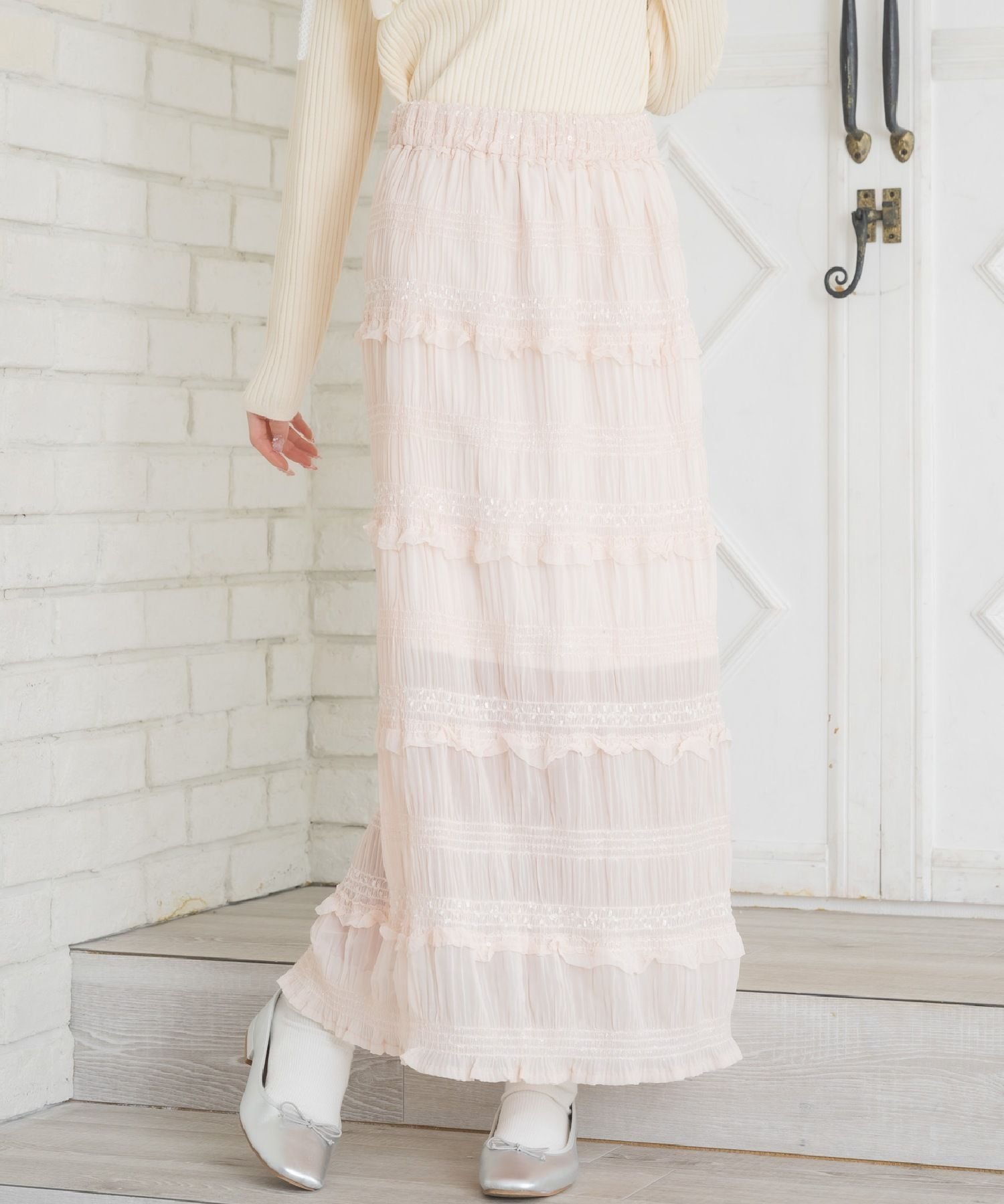 【レトロガール/RETRO GIRL】のフリルIラインSK インテリア・キッズ・メンズ・レディースファッション・服の通販 founy(ファニー) 　ファッション　Fashion　レディースファッション　WOMEN　スカート　Skirt　おすすめ　Recommend　ガーリー　Girly　スリット　Slit　タイトスカート　Tight Skirt　トレーナー　Trainer　フリル　Frills　マキシ　Maxi　ピンク|ID: prp329100004547039 ipo3291000000032130806