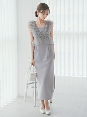 【スナイデル/SNIDEL】 Sustainableペプラムチュールドレス人気、トレンドファッション・服の通販 founy(ファニー) ファッション Fashion レディースファッション WOMEN ワンピース Dress ドレス Party Dresses ウェーブ Wave エレガント 上品 Elegant キャミソール Camisole シンプル Simple ジョーゼット Georgette スリット Slit チュール Tulle ドレス Dress フリル Frills フロント Front ペプラム Peplum ボレロ Bolero リュクス Luxe おすすめ Recommend |ID:prp329100004547055