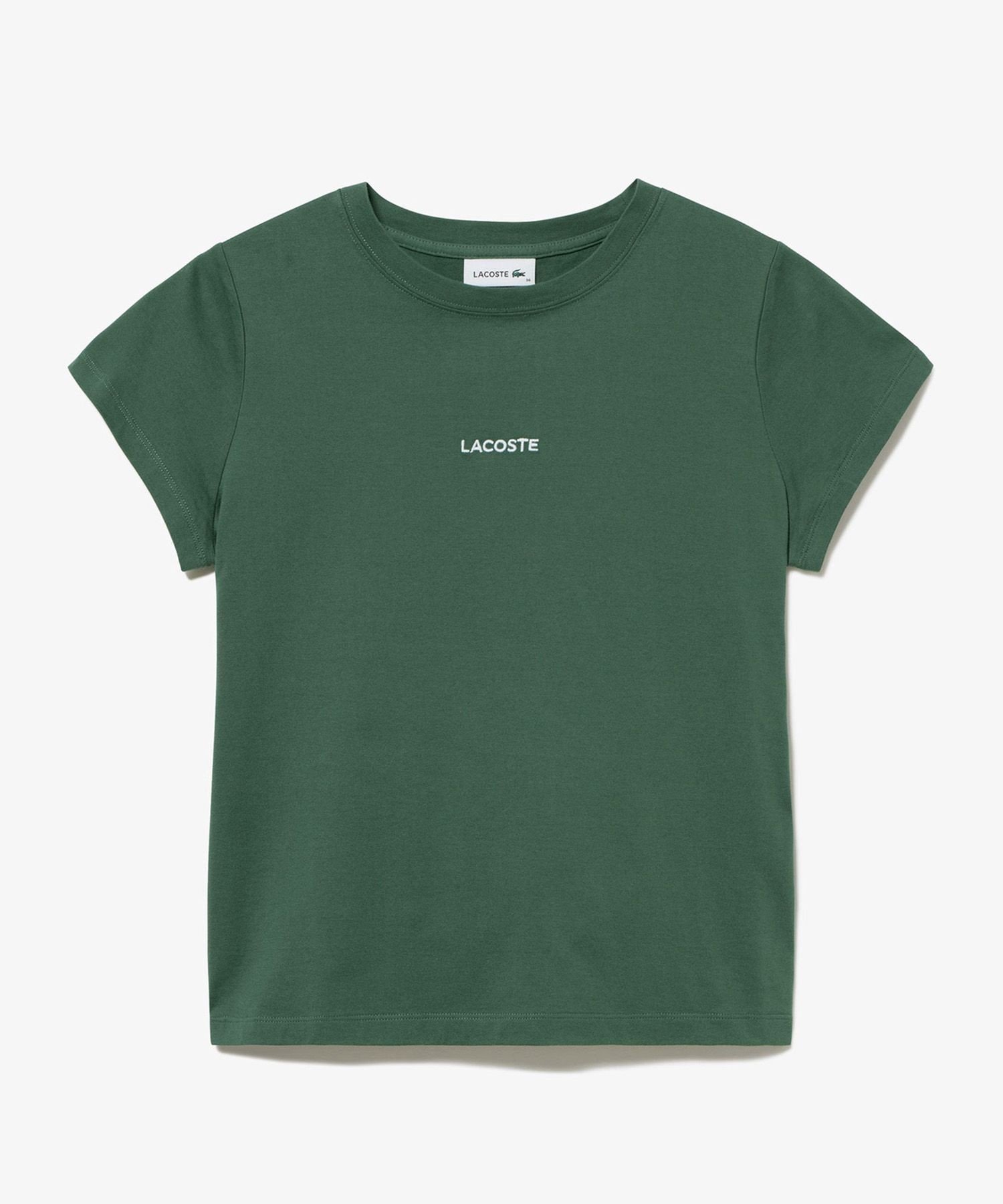 【ラコステ/LACOSTE】のコンパクトブランドネームロゴTシャツ インテリア・キッズ・メンズ・レディースファッション・服の通販 founy(ファニー) 　ファッション　Fashion　レディースファッション　Ladies' Fashion Online　トップス・カットソー　Tops/Tshirt　シャツ/ブラウス　Shirts/Blouses　ロング / Tシャツ　T-Shirts　コンパクト　Compact　スマート　Smart　スリーブ　Sleeve　フィット　Fit　グリーン|ID: prp329100004547058 ipo3291000000032641349
