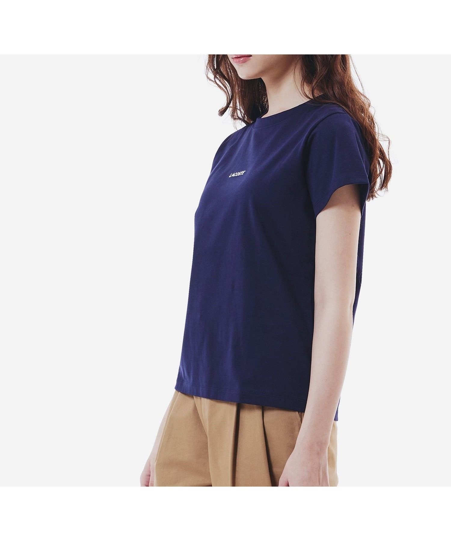 【ラコステ/LACOSTE】のコンパクトブランドネームロゴTシャツ インテリア・キッズ・メンズ・レディースファッション・服の通販 founy(ファニー) 　ファッション　Fashion　レディースファッション　Ladies' Fashion Online　トップス・カットソー　Tops/Tshirt　シャツ/ブラウス　Shirts/Blouses　ロング / Tシャツ　T-Shirts　コンパクト　Compact　スマート　Smart　スリーブ　Sleeve　フィット　Fit　ネイビー|ID: prp329100004547058 ipo3291000000032641351