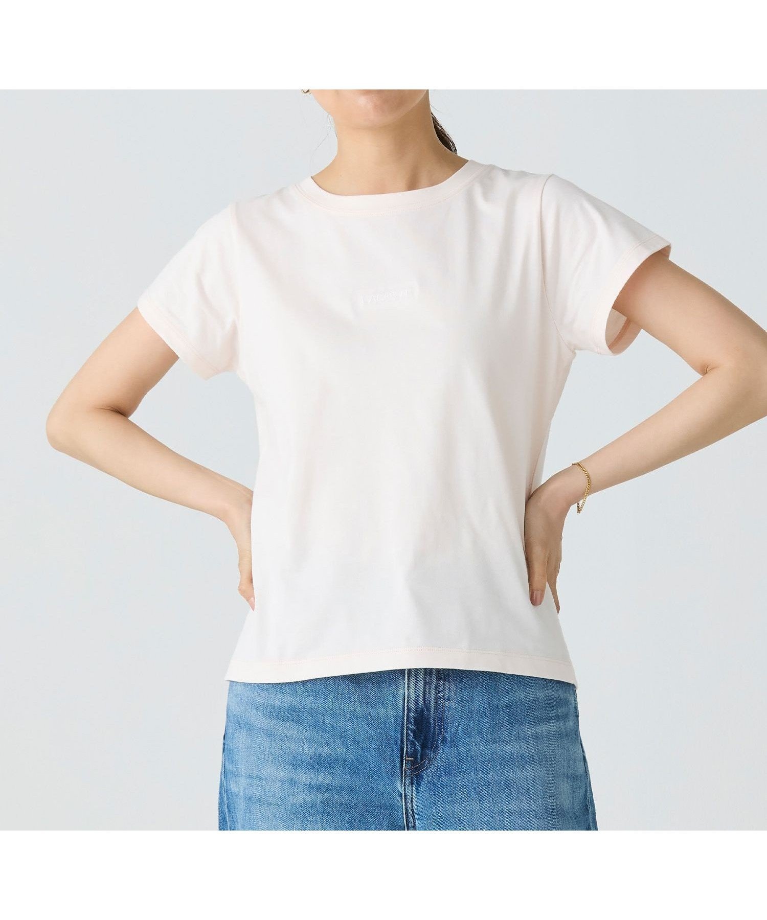 【ラコステ/LACOSTE】のコンパクトブランドネームロゴTシャツ インテリア・キッズ・メンズ・レディースファッション・服の通販 founy(ファニー) 　ファッション　Fashion　レディースファッション　Ladies' Fashion Online　トップス・カットソー　Tops/Tshirt　シャツ/ブラウス　Shirts/Blouses　ロング / Tシャツ　T-Shirts　コンパクト　Compact　スマート　Smart　スリーブ　Sleeve　フィット　Fit　ライトピンク|ID: prp329100004547058 ipo3291000000032641353