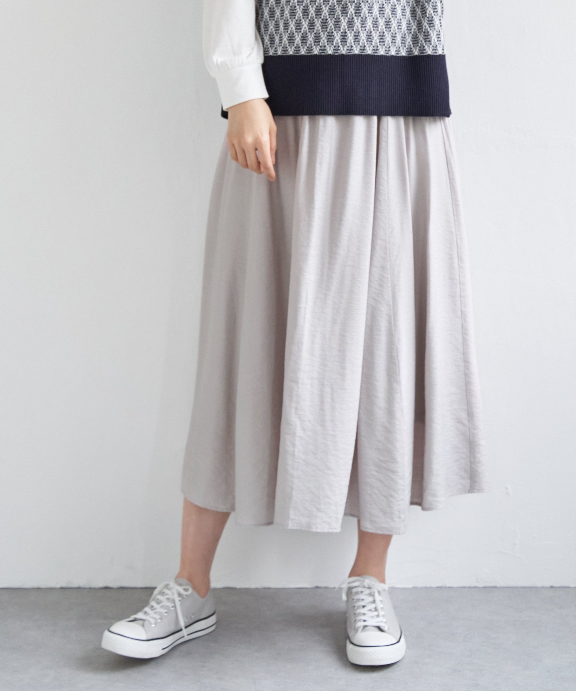 【イッカ/ikka】のボリュームギャザースラブスカート インテリア・キッズ・メンズ・レディースファッション・服の通販 founy(ファニー) 　ファッション　Fashion　レディースファッション　WOMEN　スカート　Skirt　イエロー　Yellow　エアリー　Airy　ギャザー　Gather　シンプル　Simple　トレンド　Trend　ドレープ　Drape　フレア　Flare　ベーシック　Basic　定番　Standard　春　Spring　ライトグレイ|ID: prp329100004547061 ipo3291000000032315028